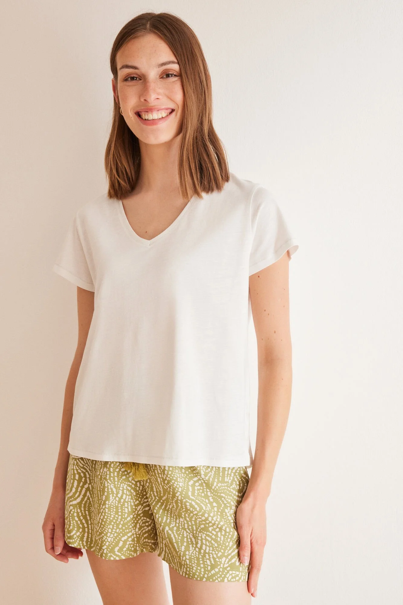 White slub 100% cotton T-shirt