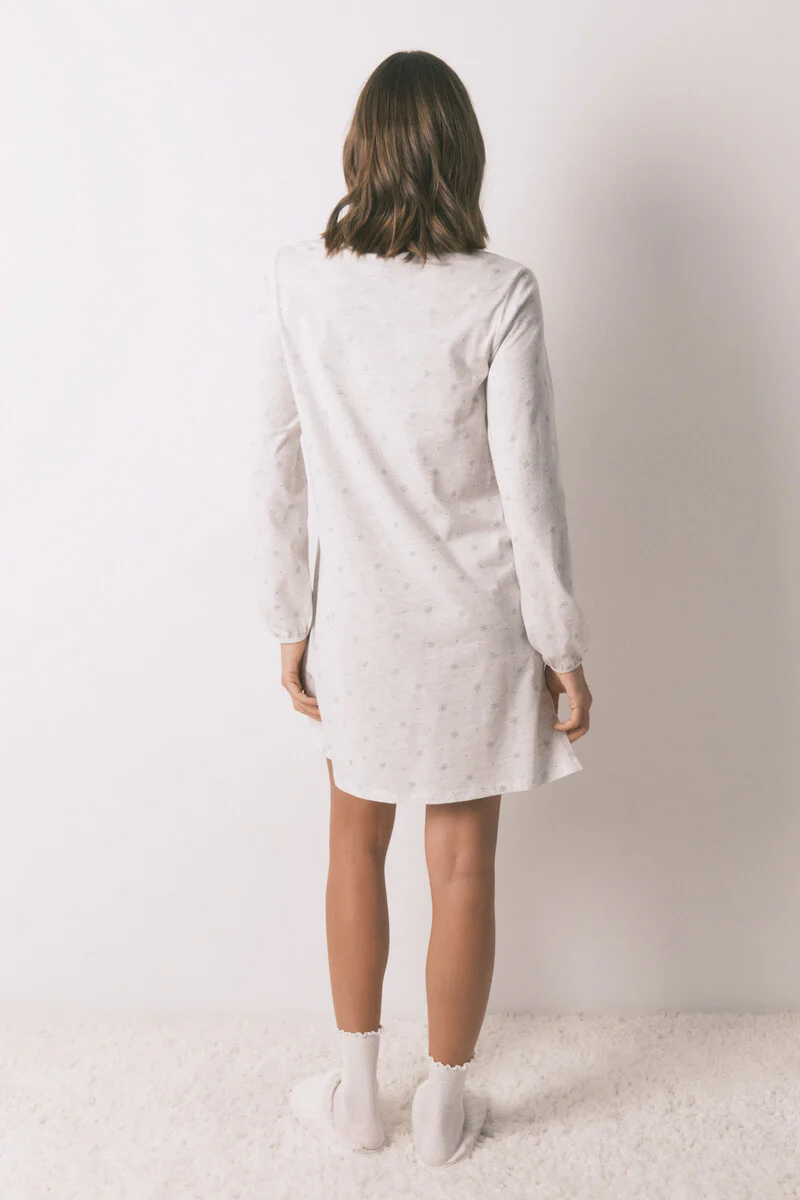100% cotton midi nightgown with a grey glitter effect - Image 3