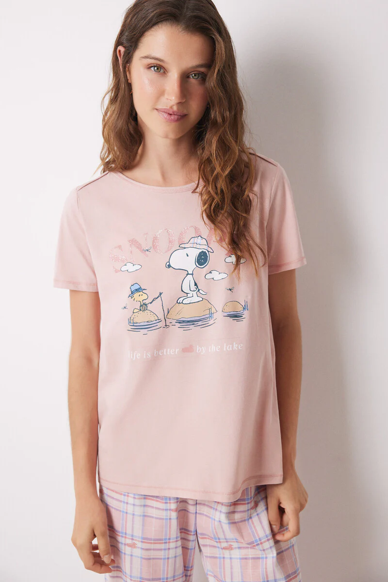 100% cotton pink Snoopy pajamas - Image 2