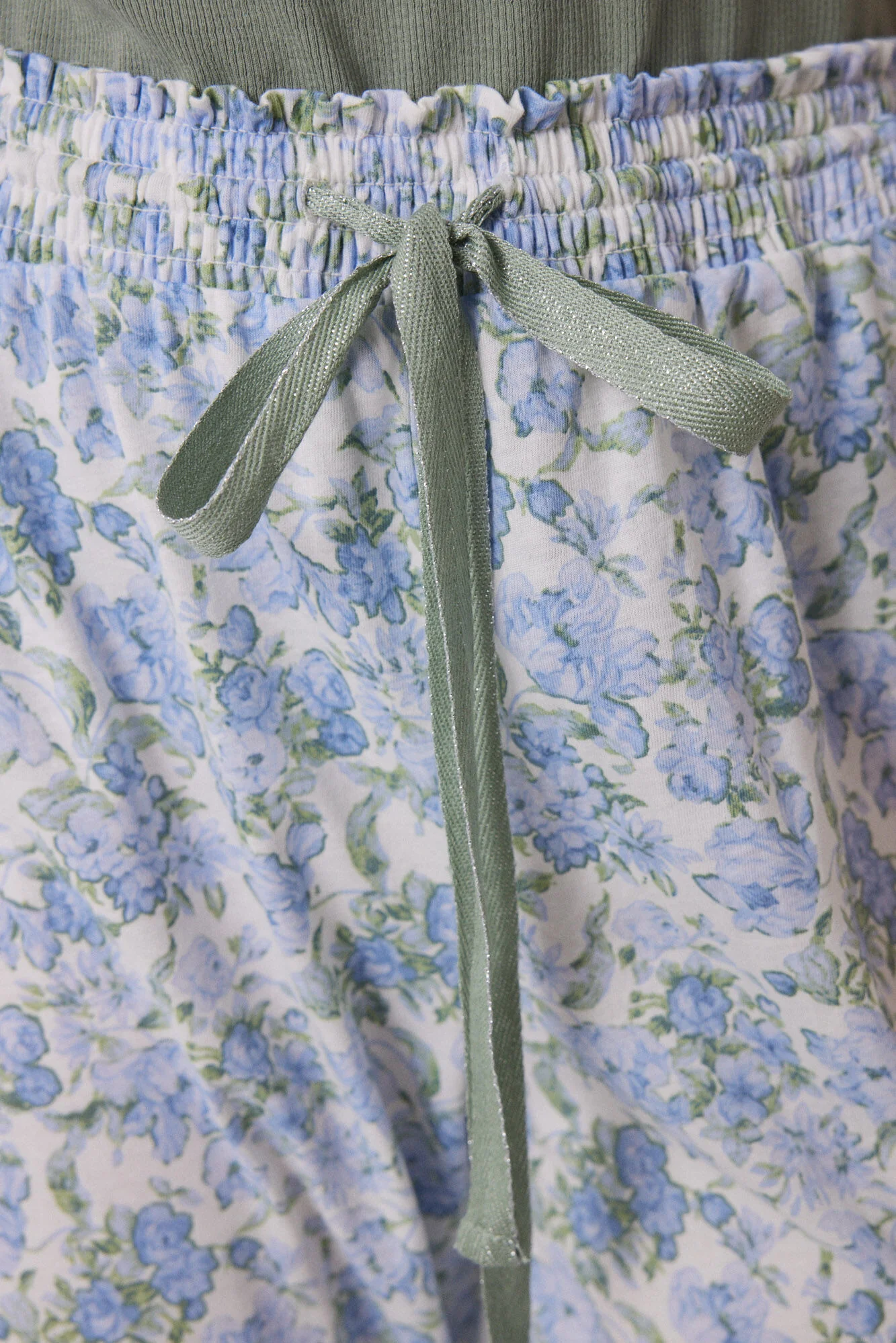 100% cotton ribbed green flower pajamas - Image 4