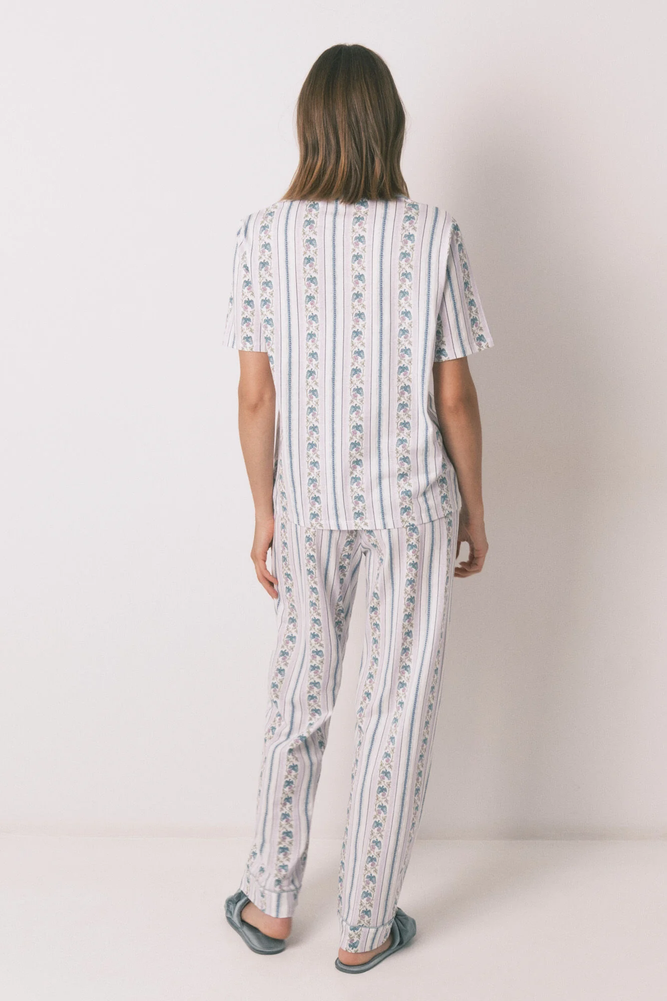 100% cotton striped Capri classic pyjamas - Image 2