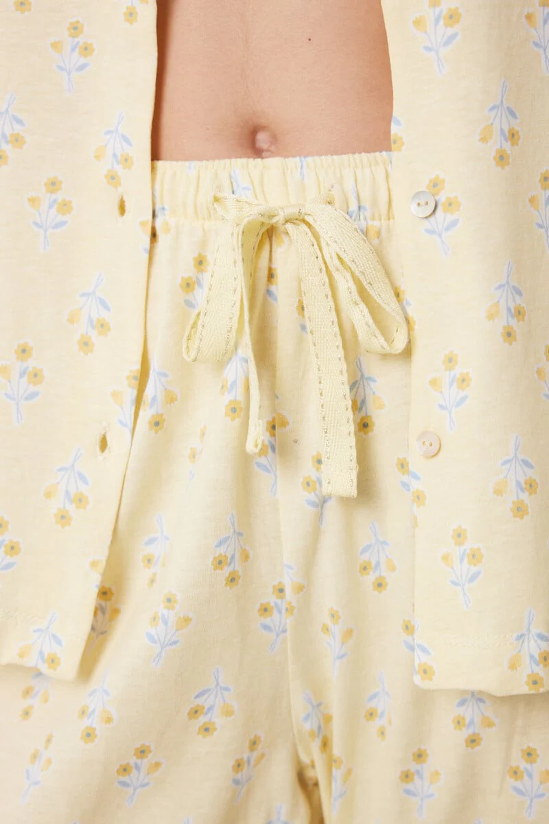 Allover cotton shirt pajamas with flowers - Image 4