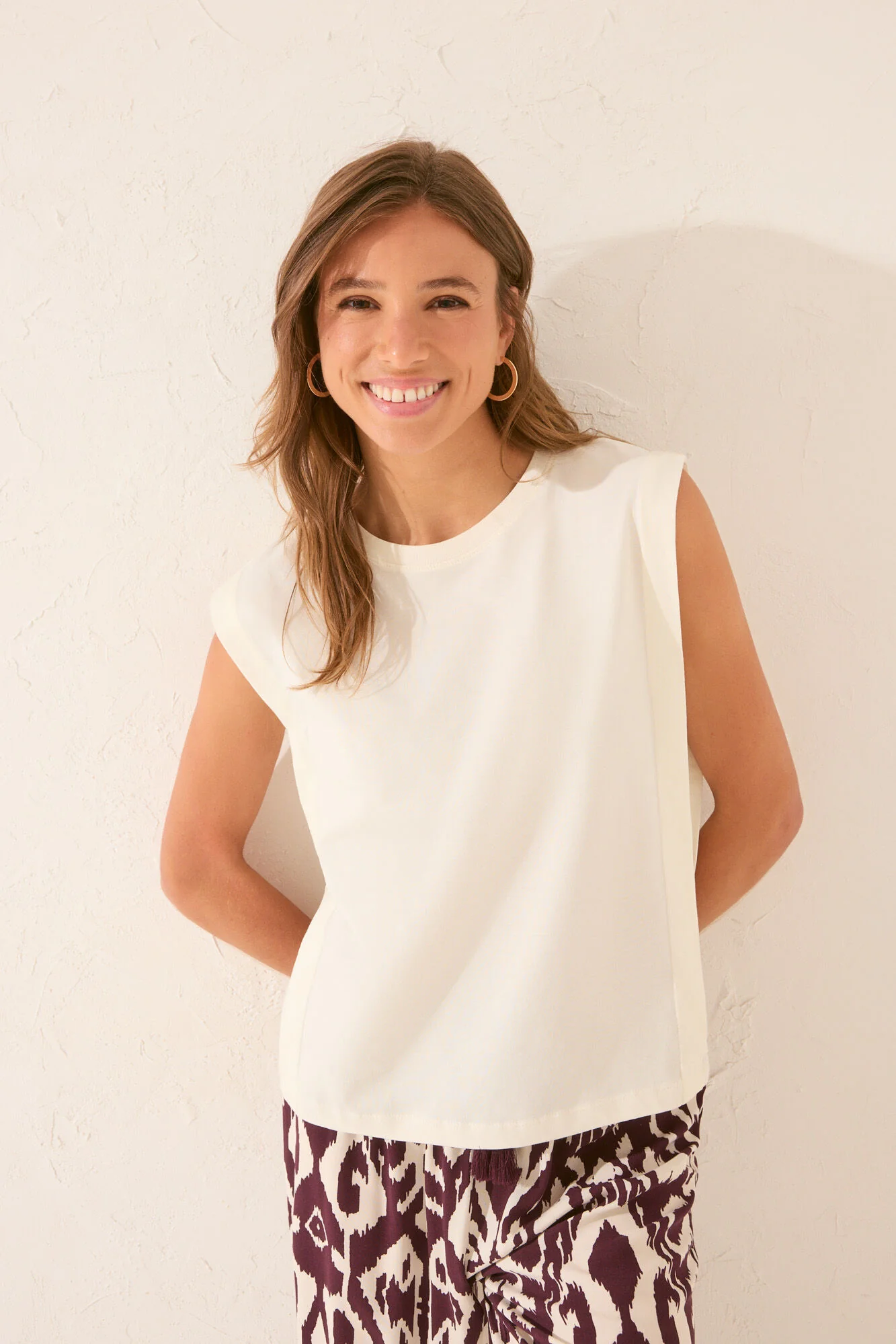 100% ivory cotton straps T-shirt