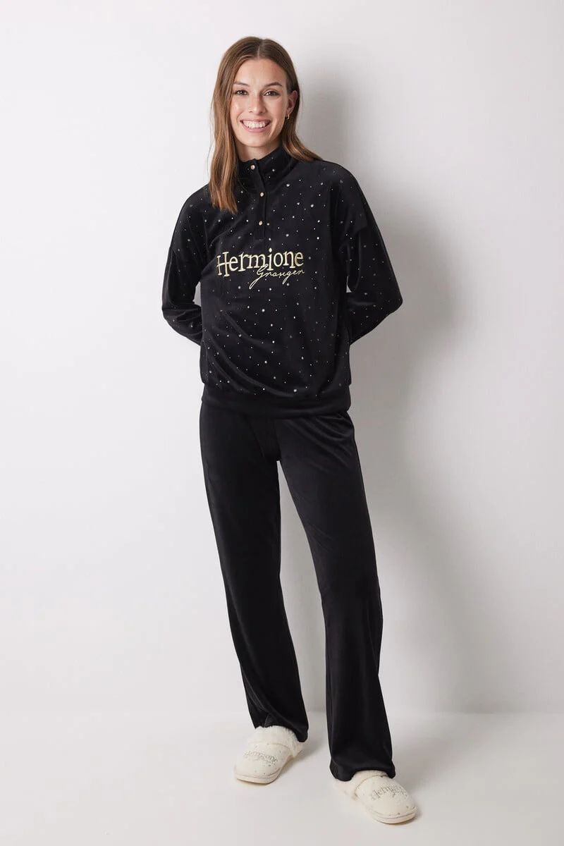 Hermione black velvet long pajamas - Image 2