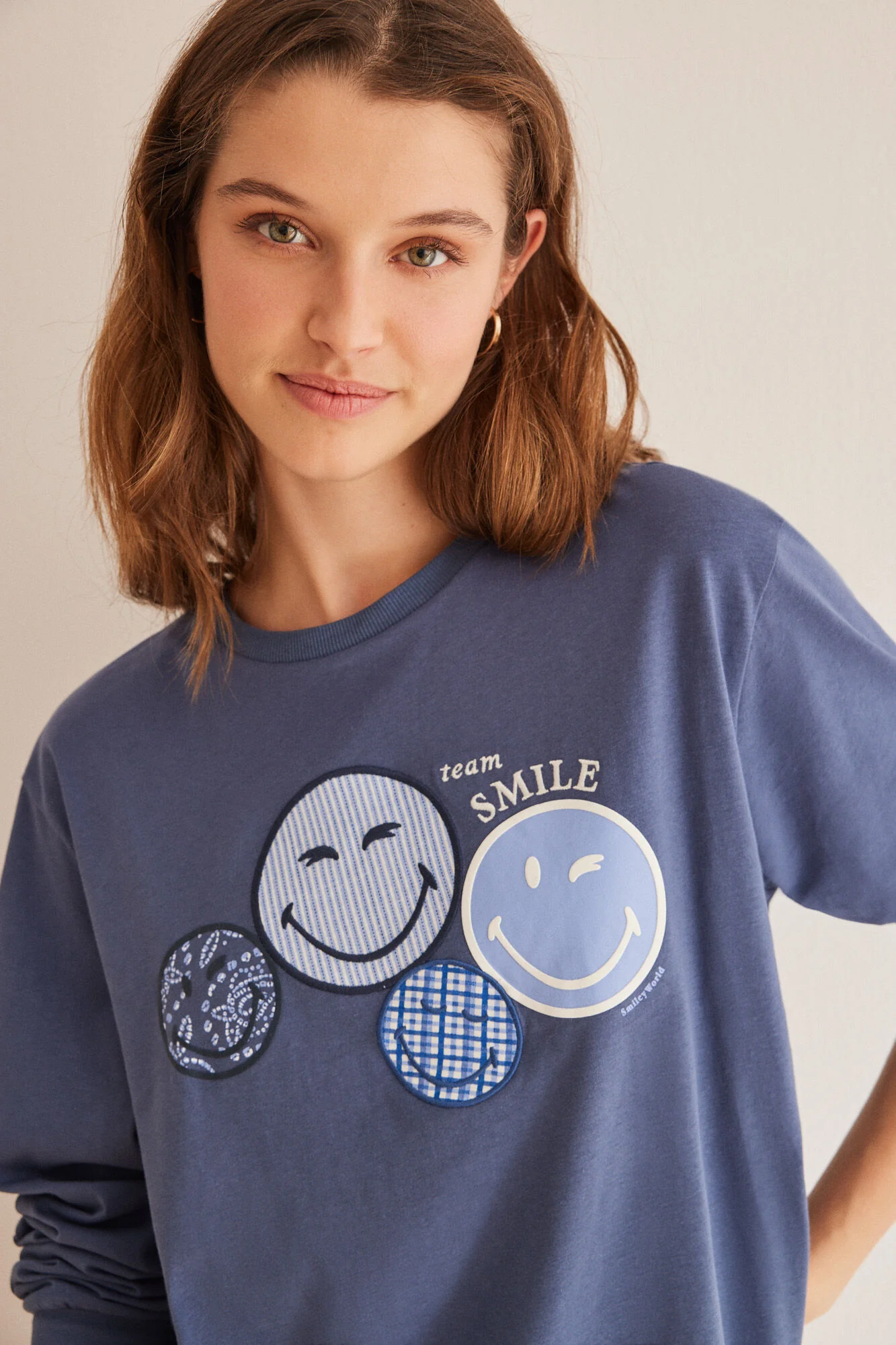 Blue 100% cotton Smiley sweatshirt - Image 3