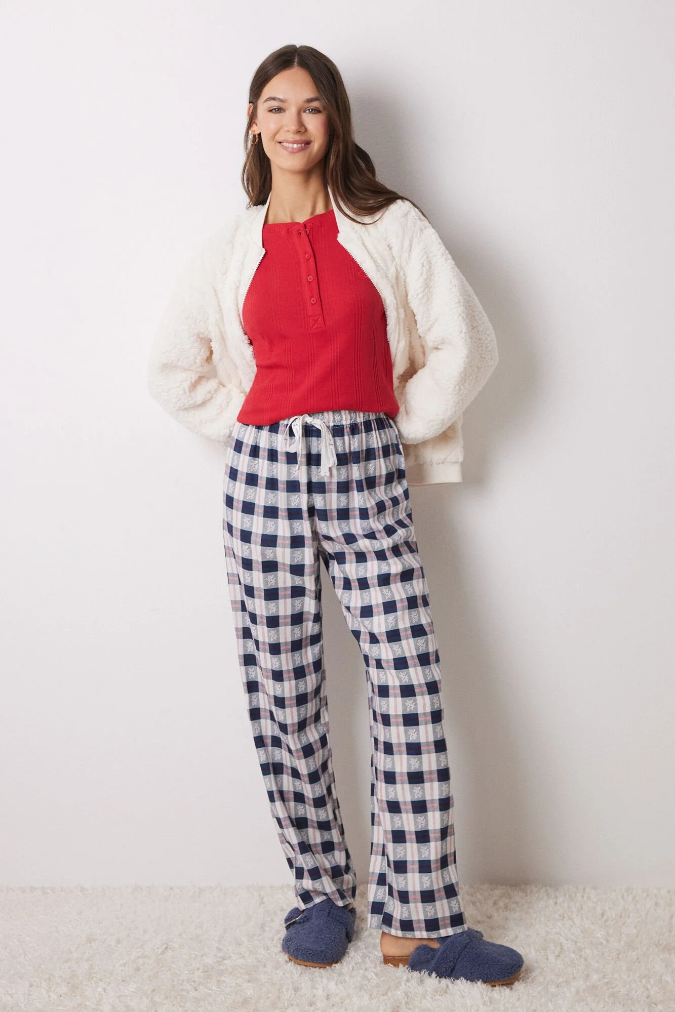 Blue Checked Pyjamas Pants - Image 3