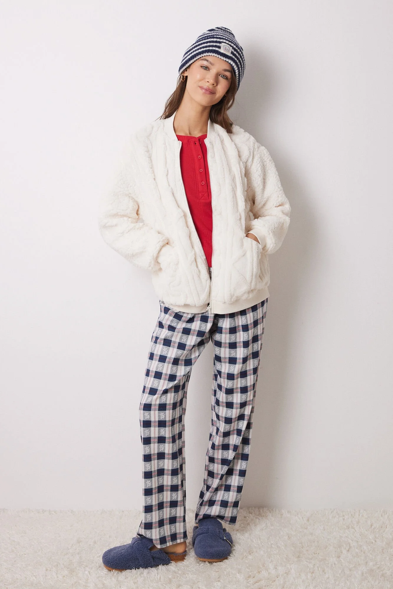 Blue Checked Pyjamas Pants - Image 4
