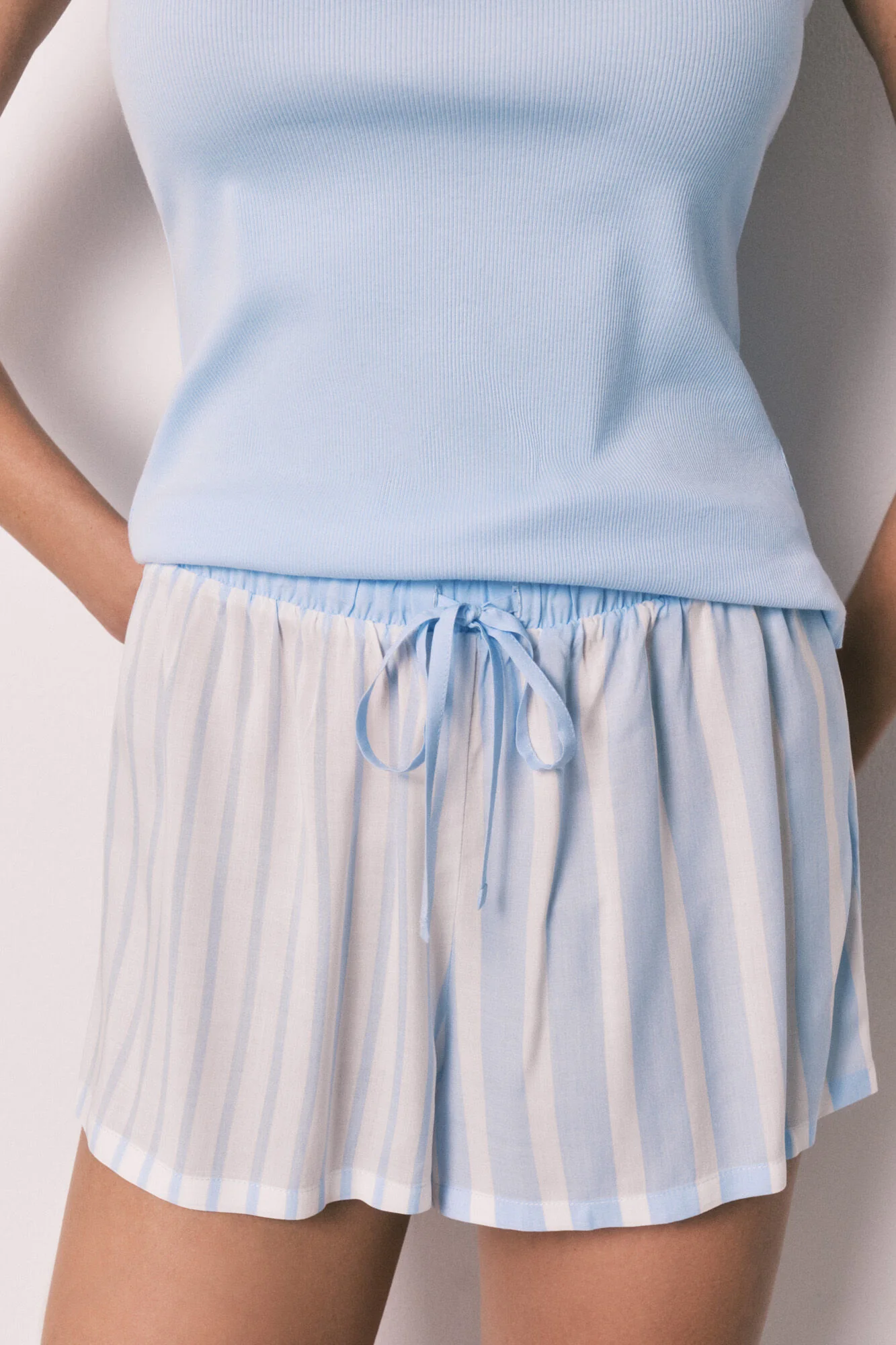 Blue cotton and viscose short pyjamas - Image 2