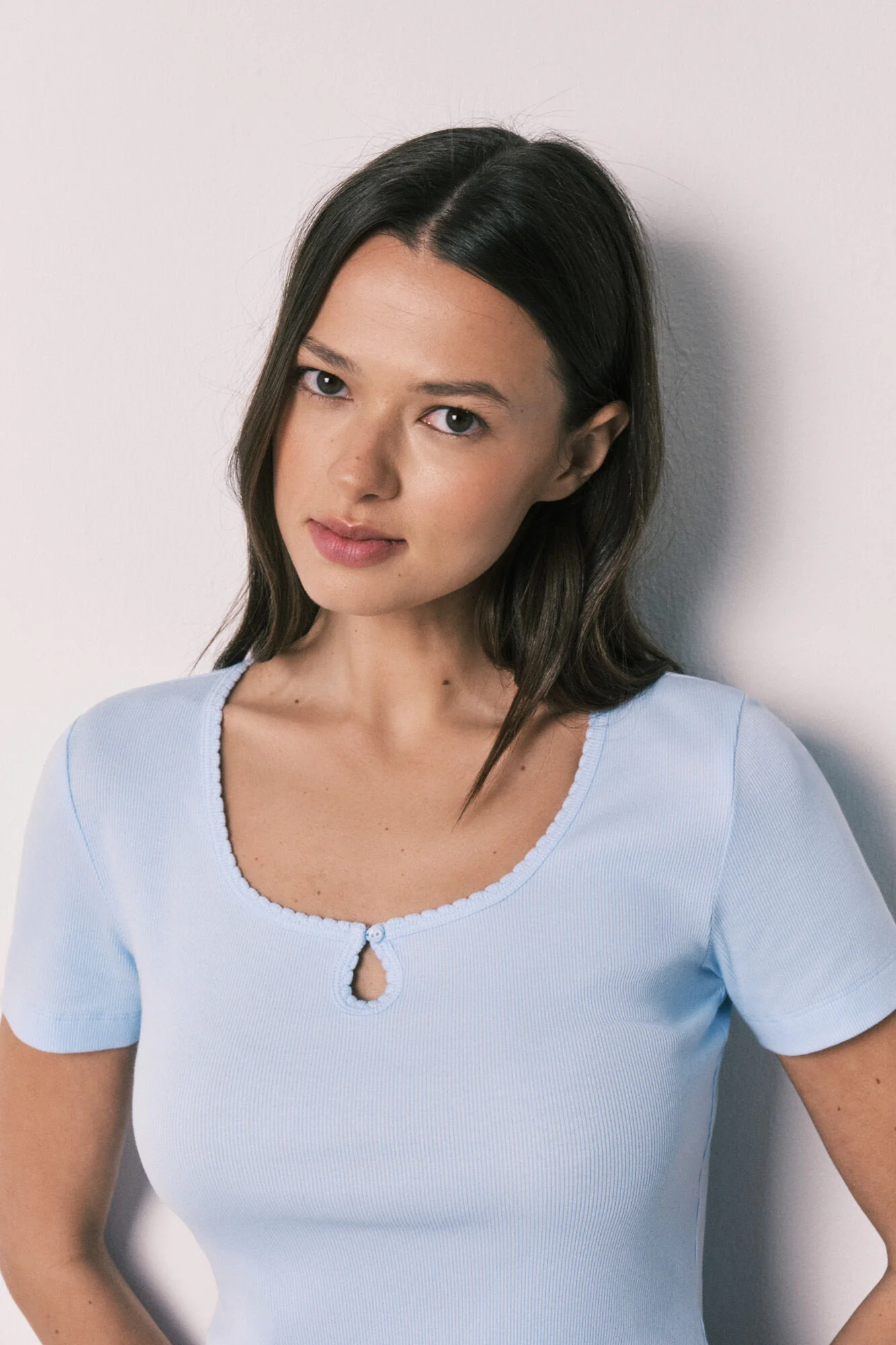 Blue cotton and viscose short sleeve long pyjamas - Image 3