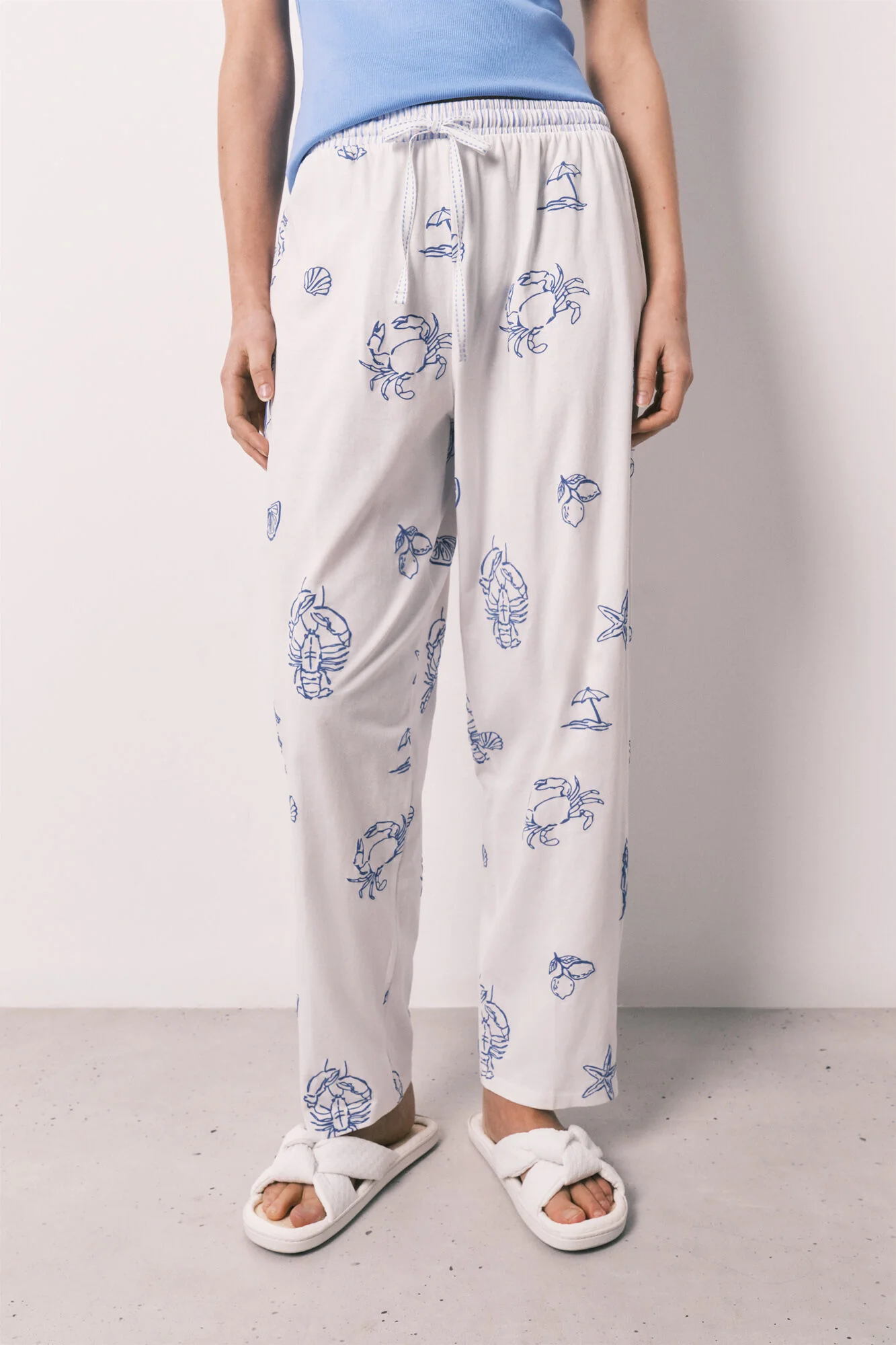 Blue cotton long pyjamas with straps - Image 5