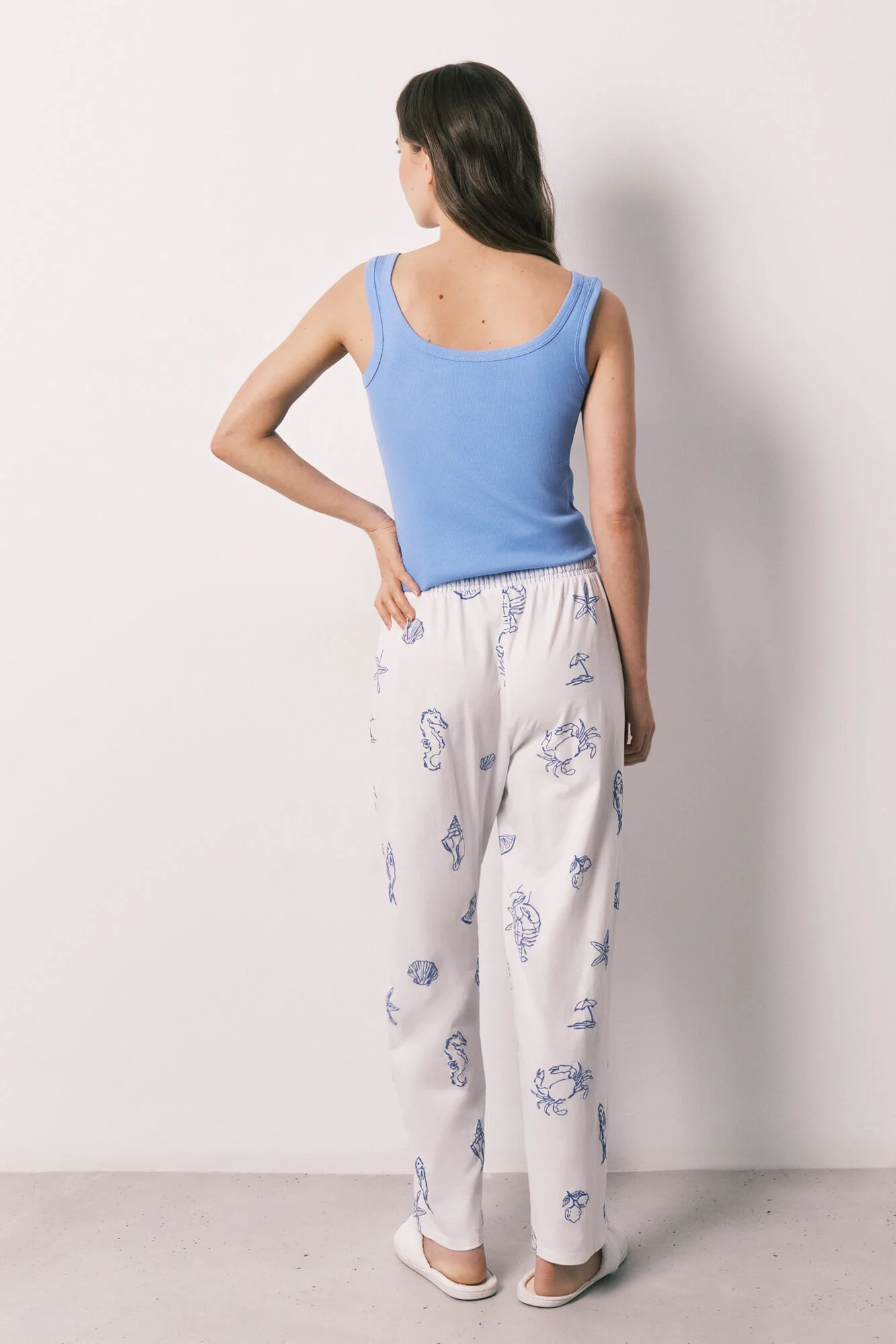 Blue cotton long pyjamas with straps - Image 6