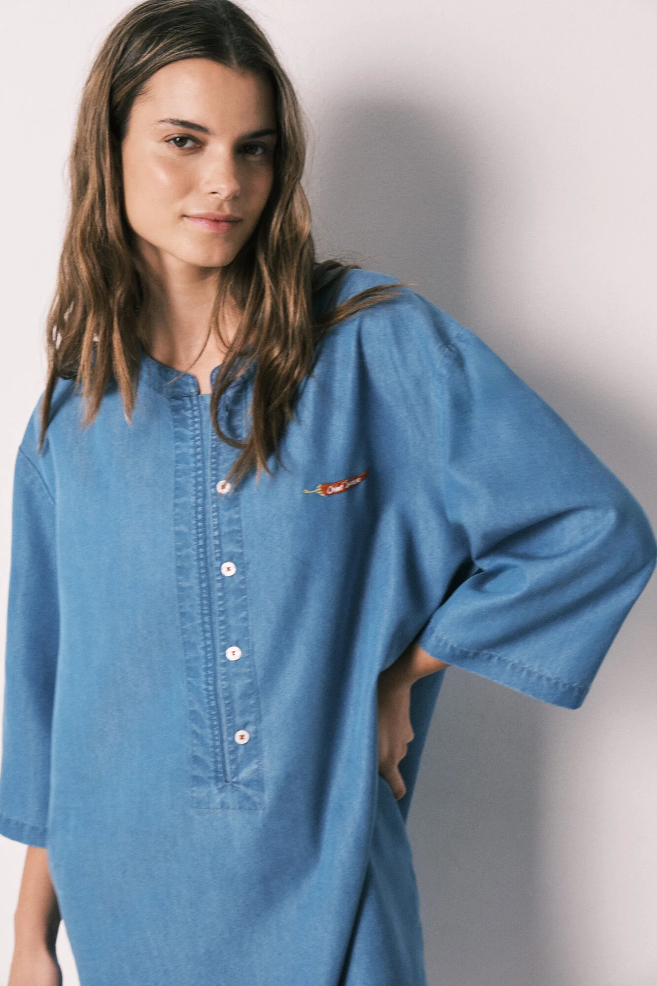Blue light denim short camisole - Image 2