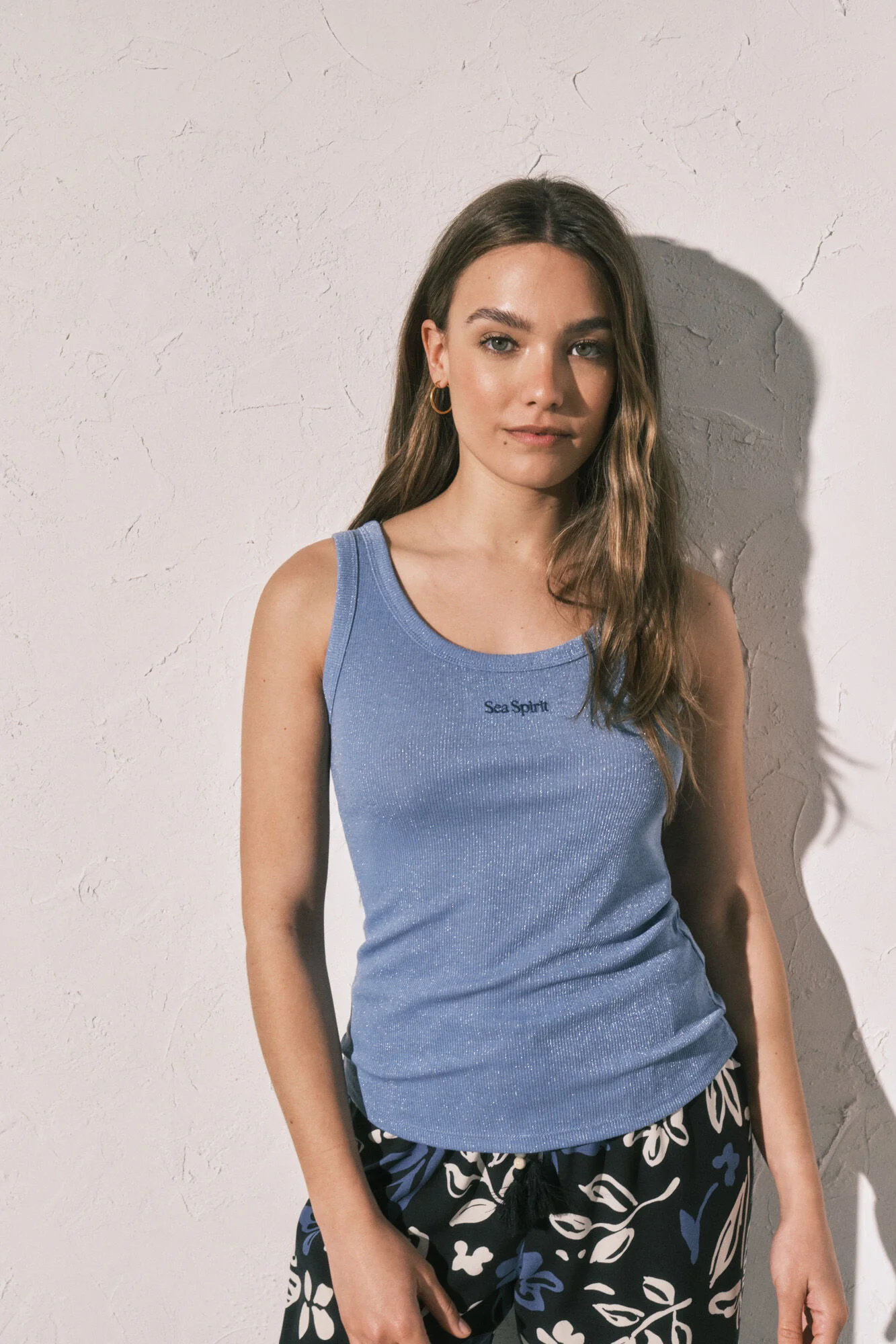 Blue lurex ribbed vest top - Image 3