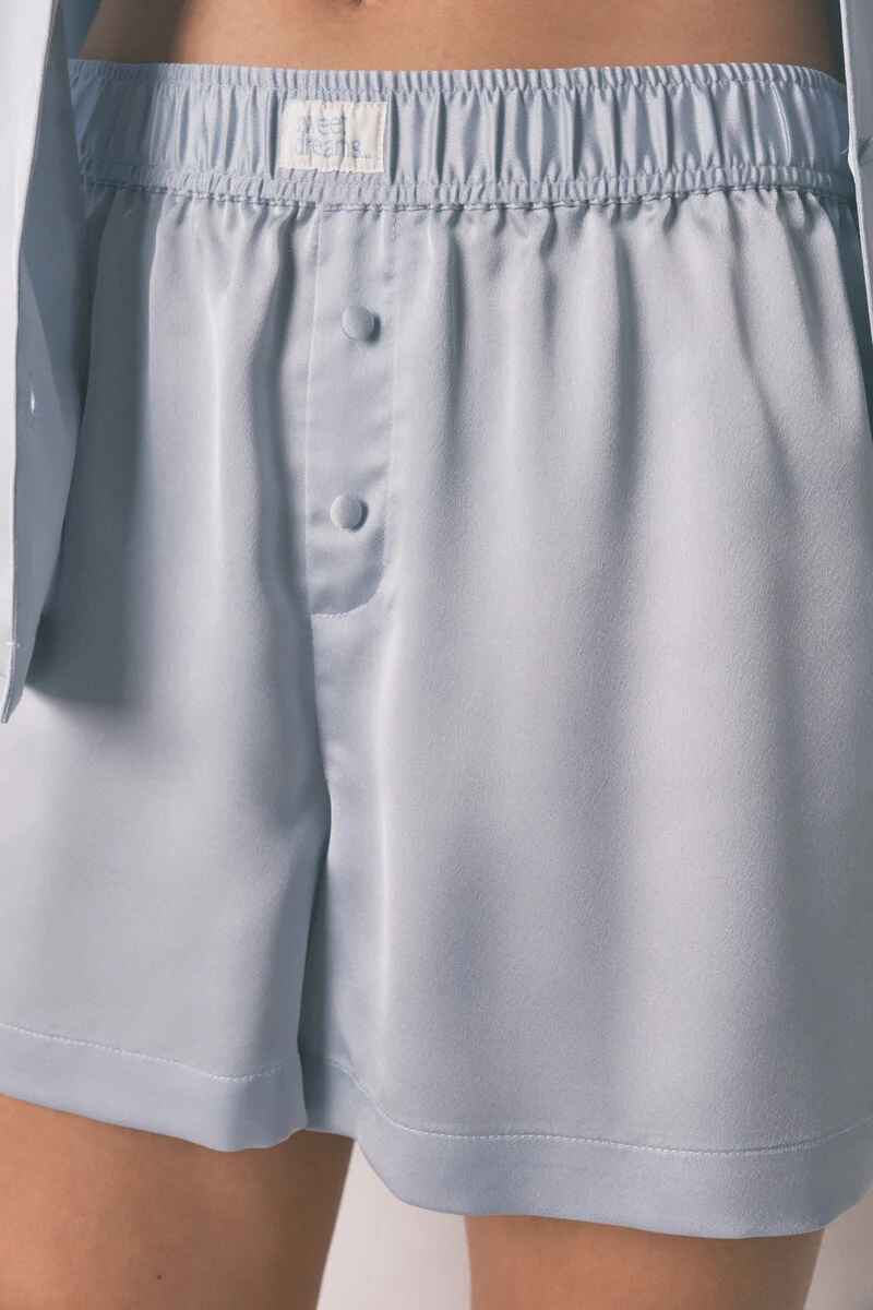 Blue satin short classic pyjamas - Image 4
