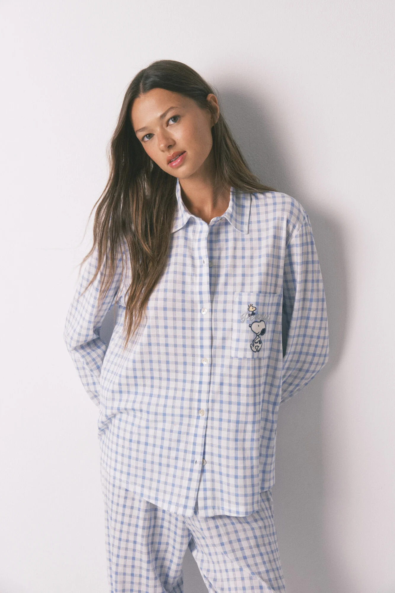 Blue Snoopy cotton classic pyjamas - Image 5