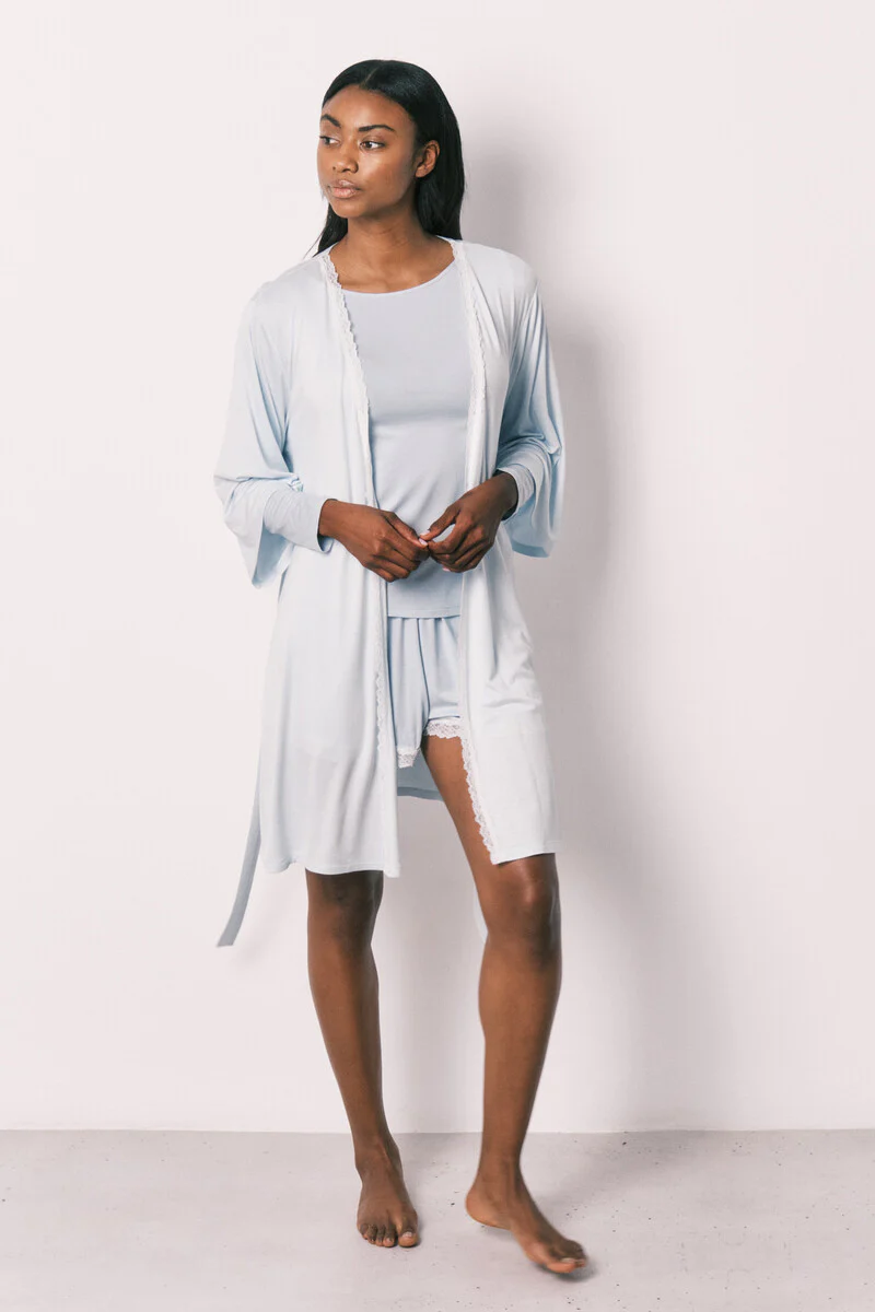 Blue viscose midi robe with a soft feel - Image 3