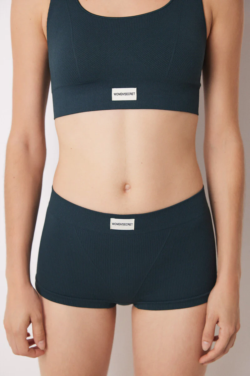 Dark green seamless ribbed boxers briefs