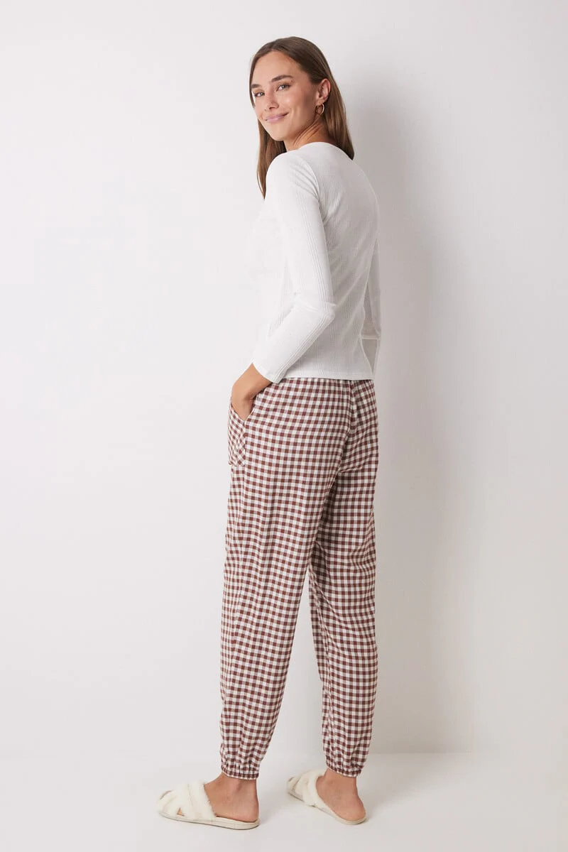 Gingham print skinny long pants - Image 3