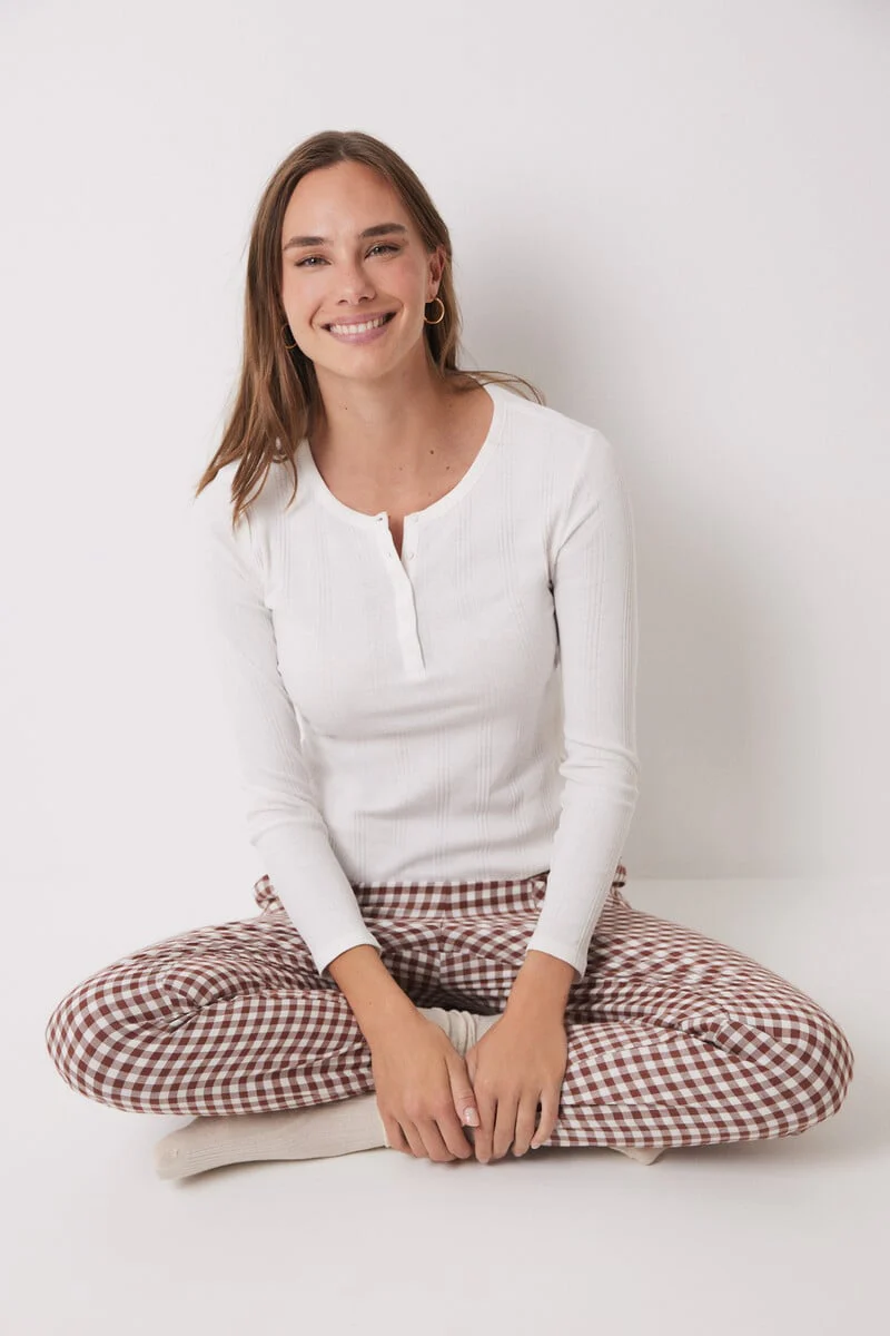 Gingham print skinny long pants - Image 5