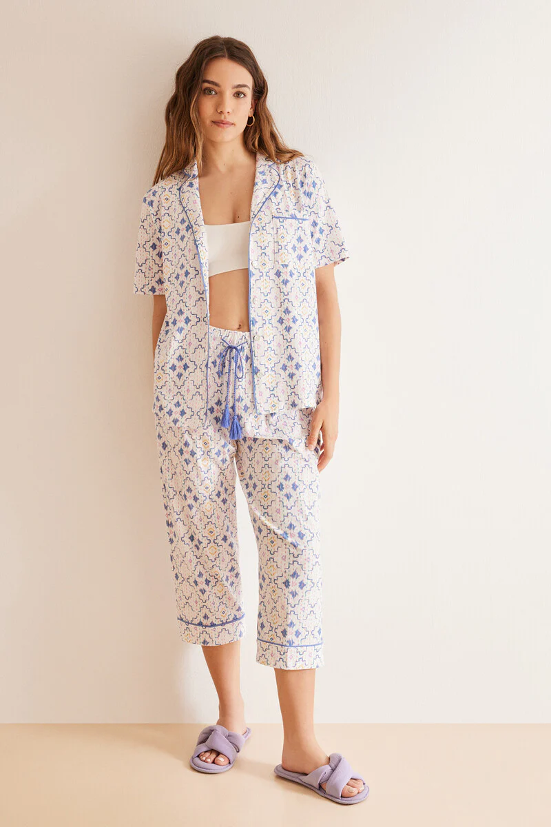 Classic 100% cotton pyjamas with diamond pattern - Image 2