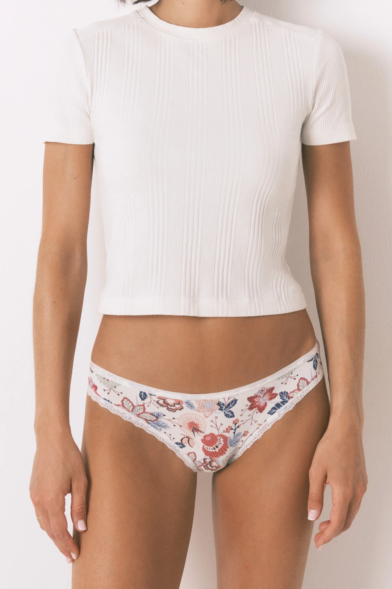 Classic ivory printed microfiber panty