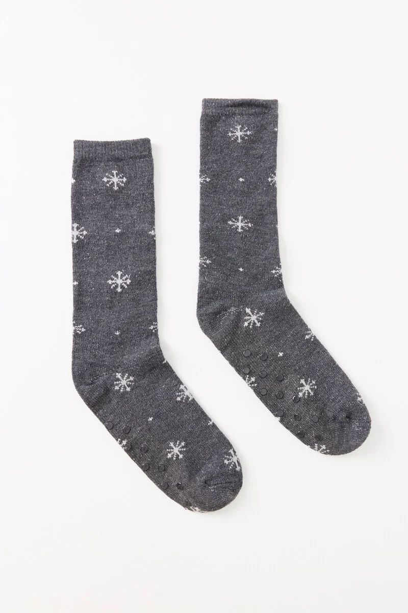 Long gray ribbed lurex socks
