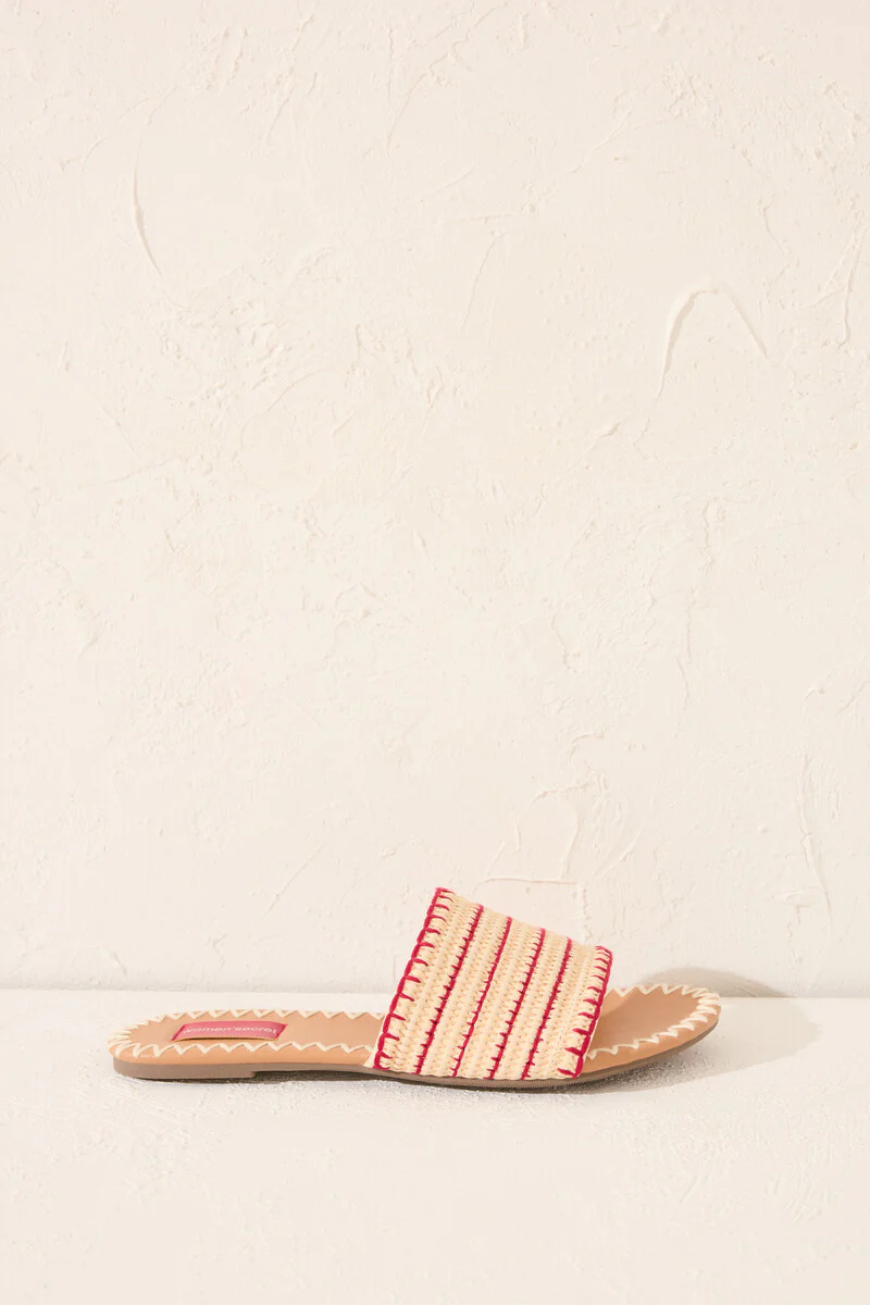 Flat sandals with raffia upper - Image 2