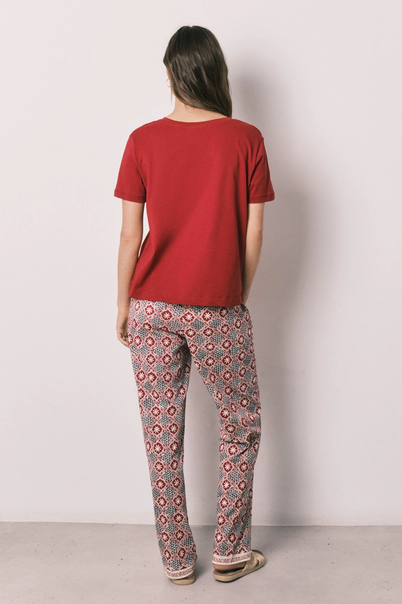 Geometric print cotton long pyjamas Snoopy - Image 4