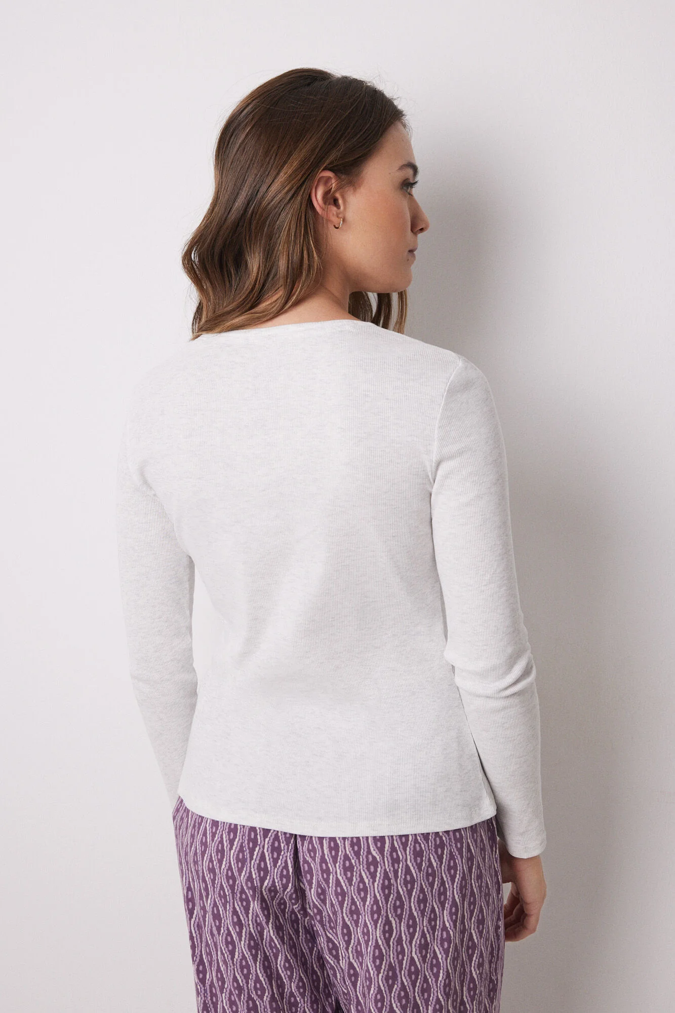 Gray ribbed long sleeve -shirt - Image 2