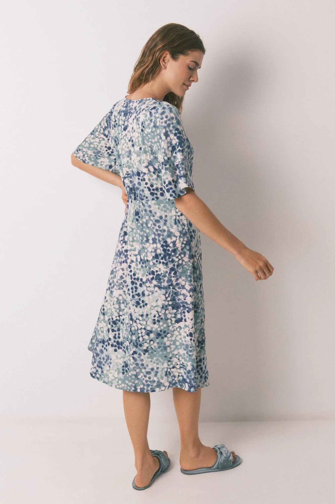 Green floral jacquard midi nightgown - Image 3