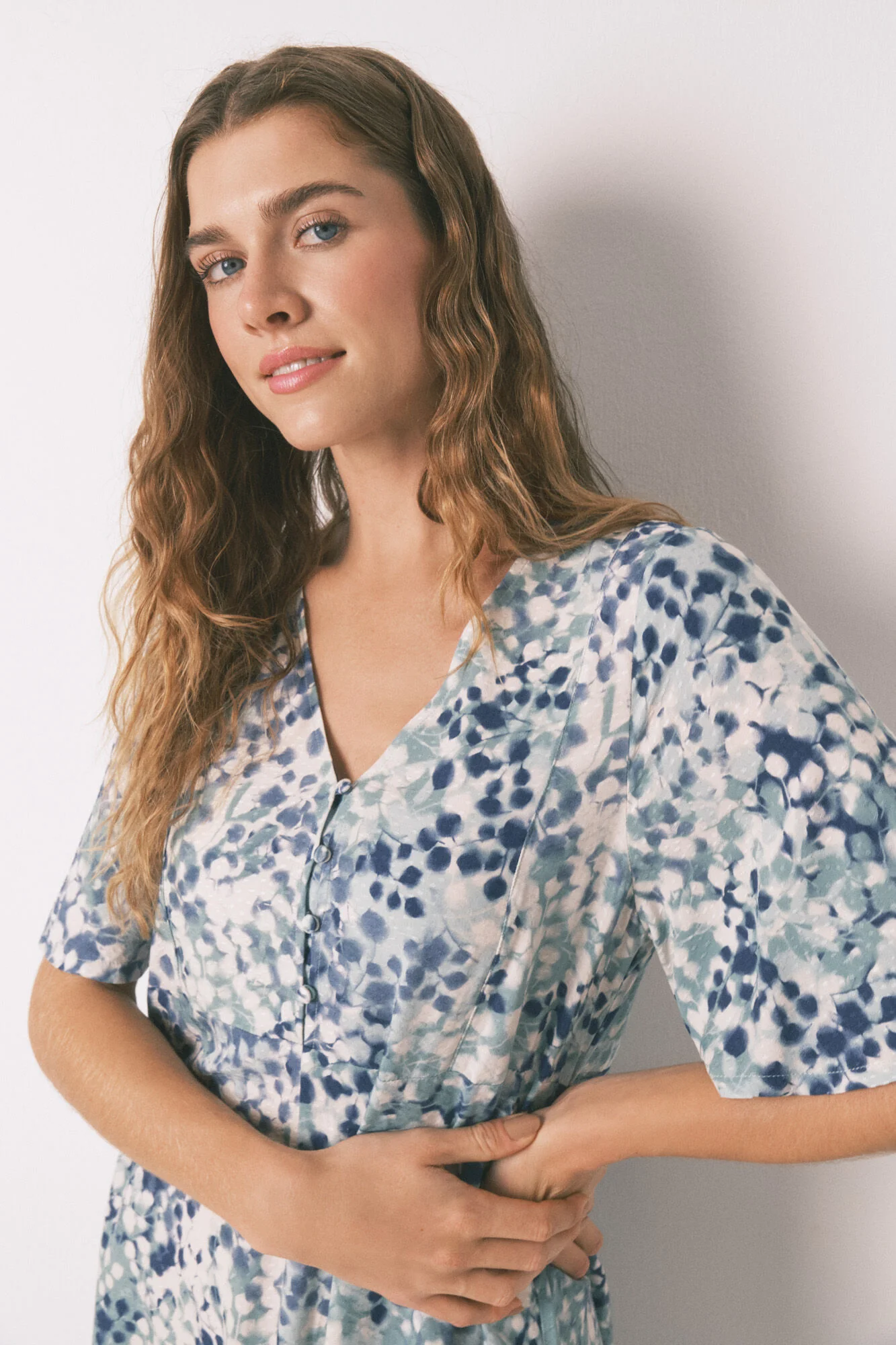 Green floral jacquard midi nightgown - Image 4