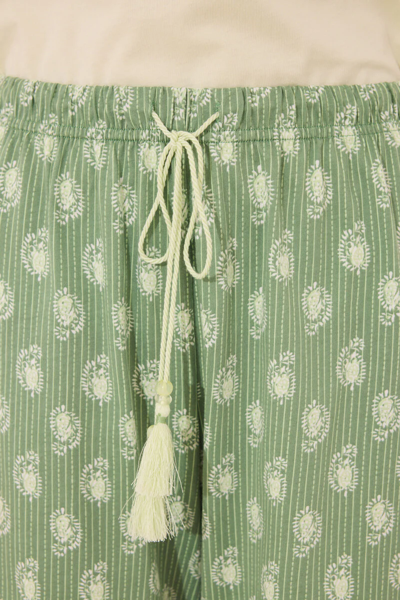 Green print cotton short sleeve pyjamas - Image 5