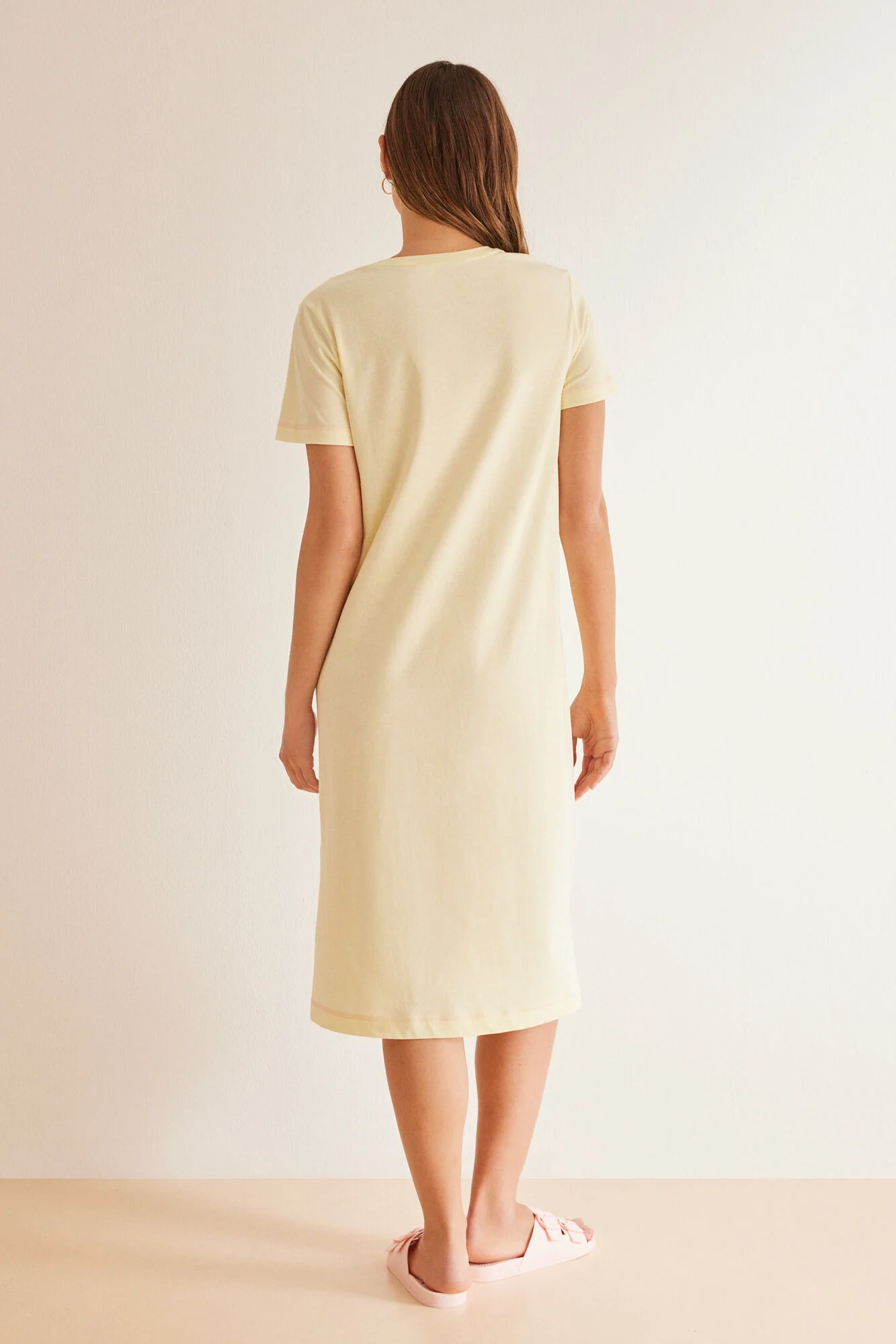 Yellow cotton Snoopy midi nightgown - Image 3