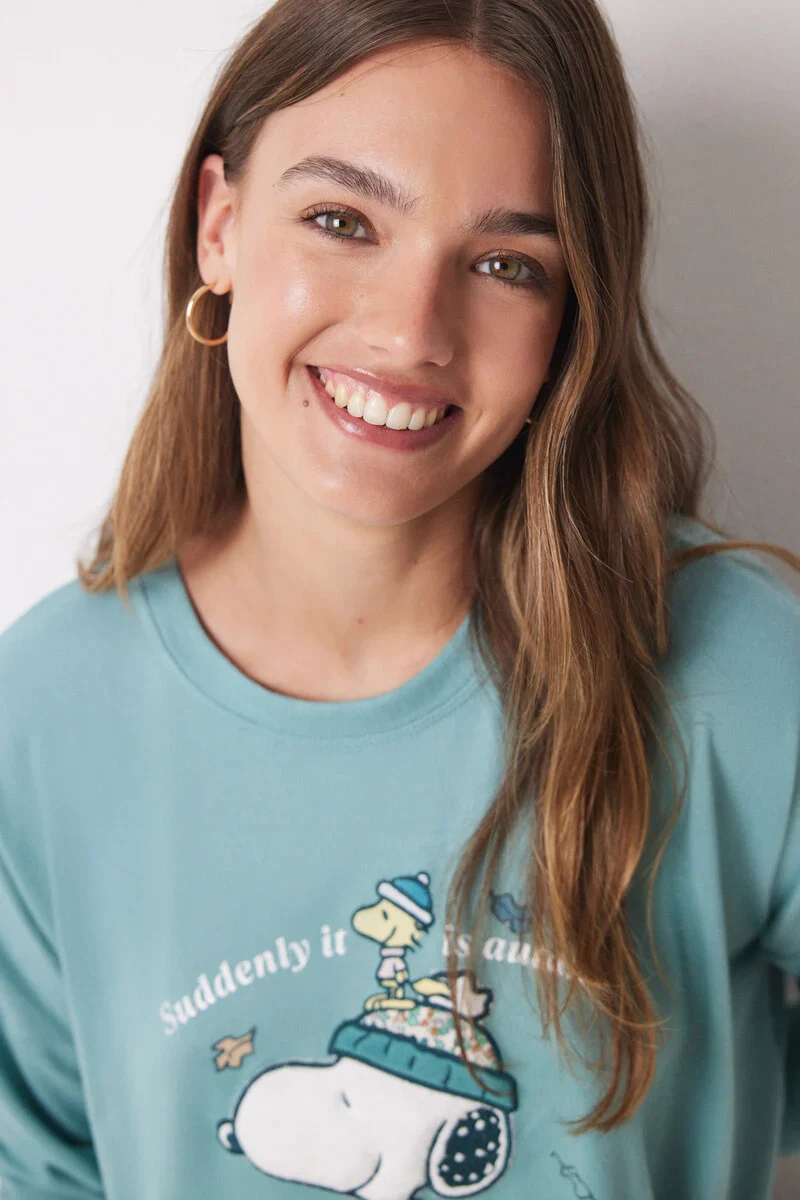 Snoopy green soft touch long pajamas - Image 3