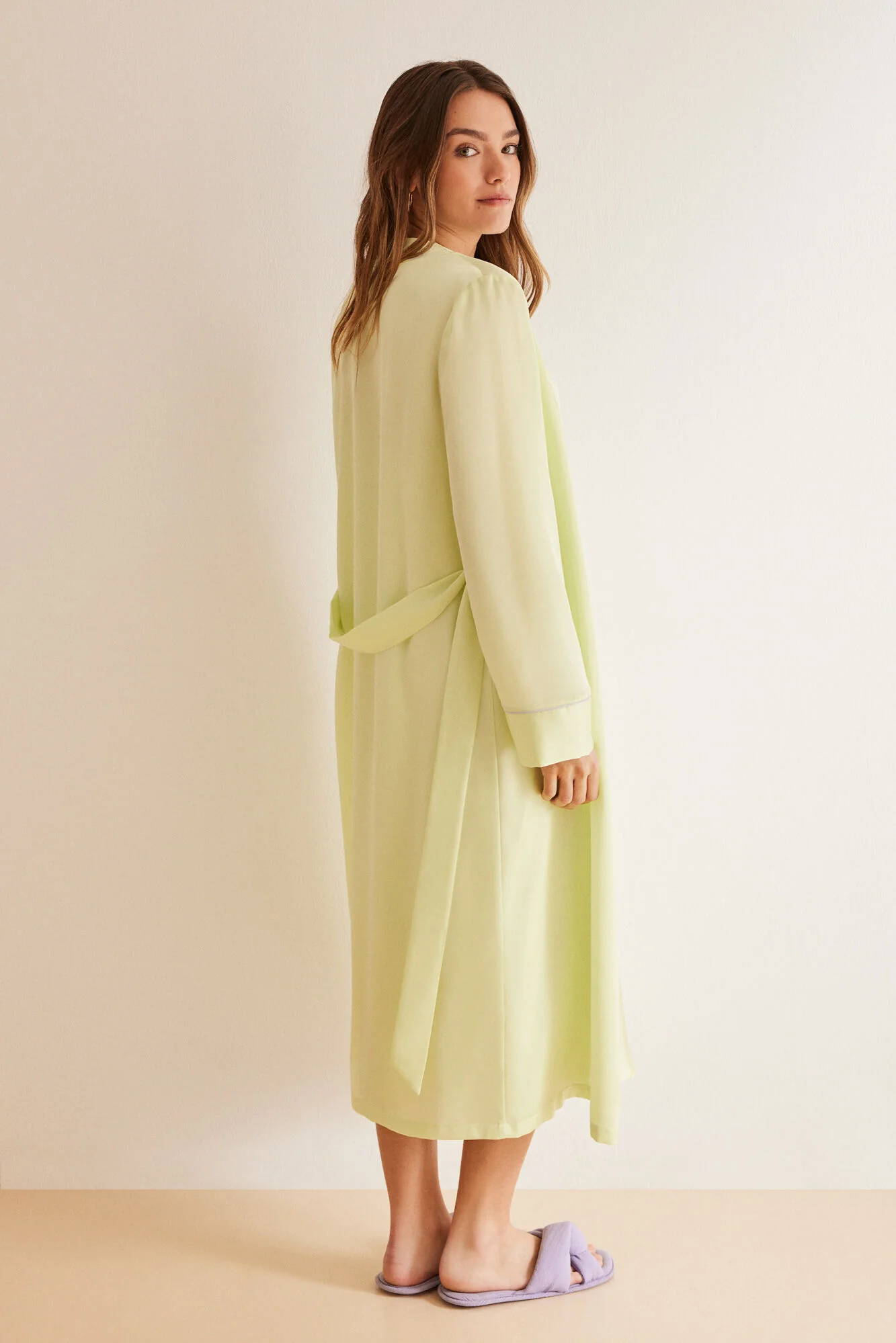 Green satin kimono robe - Image 2