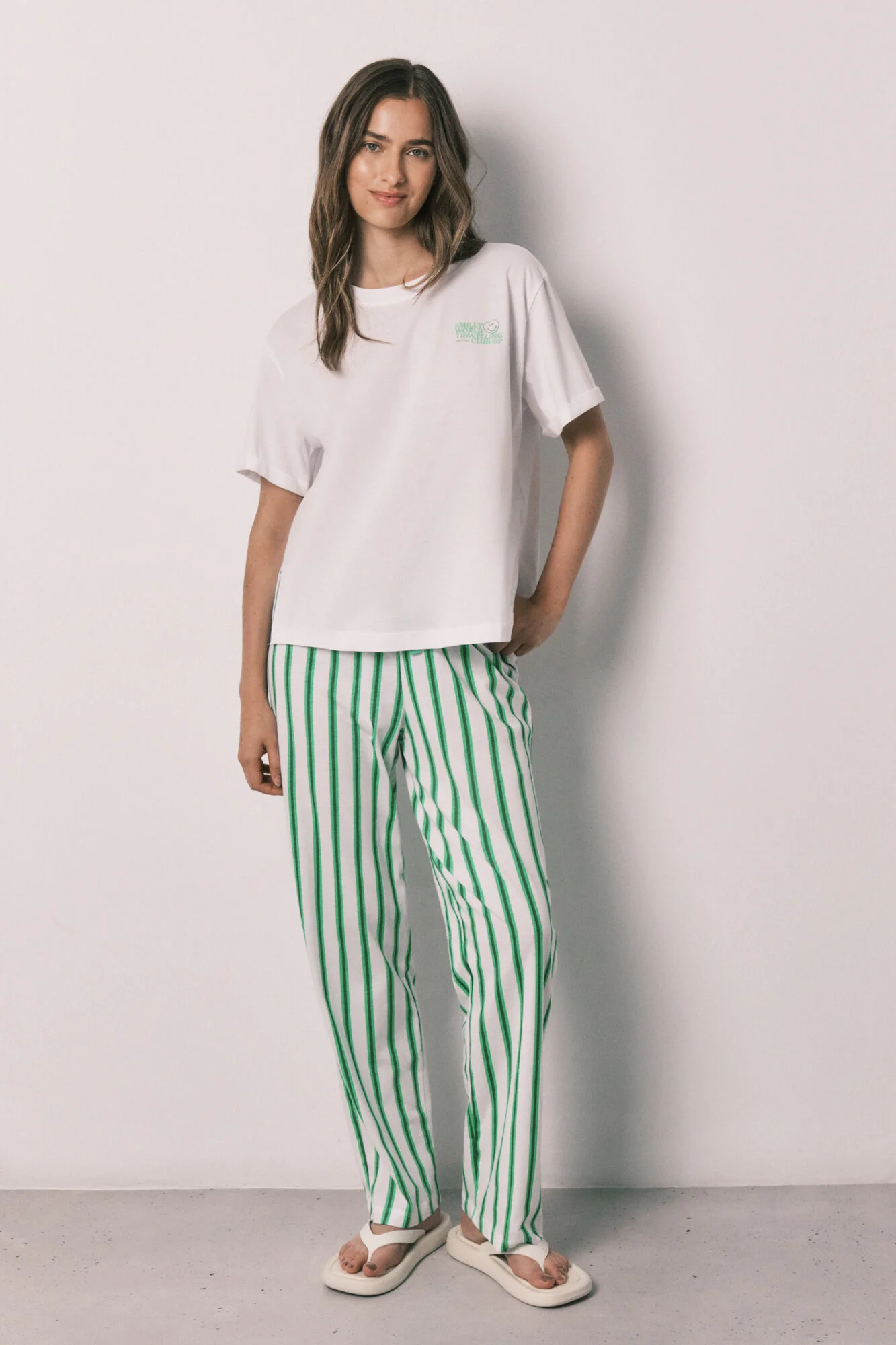Green striped long pyjamas SmileyWorld® - Image 2
