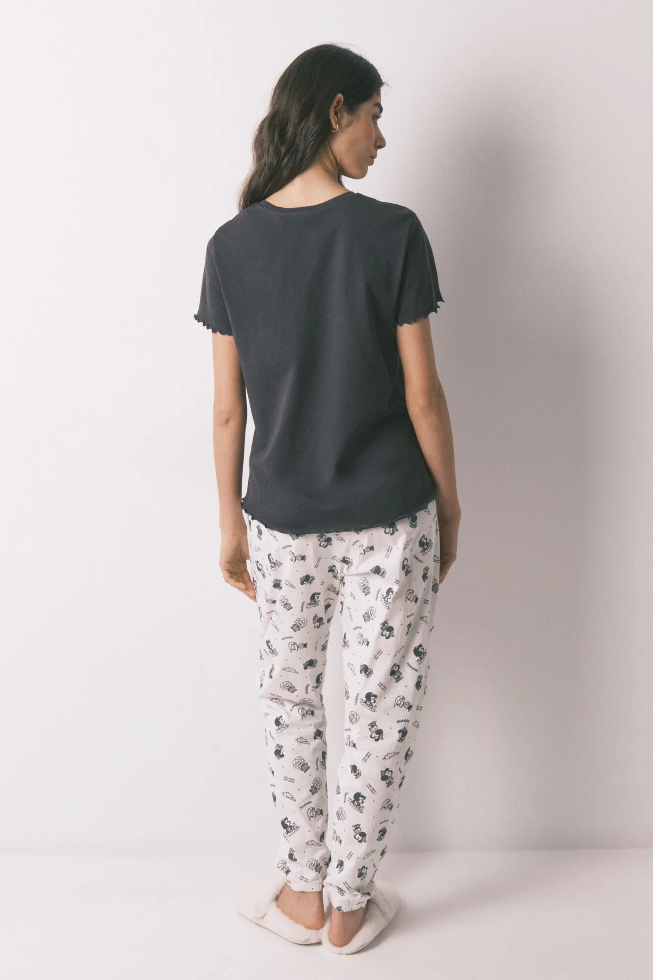 Grey 100% cotton printed pyjamas MAFALDA - Image 4