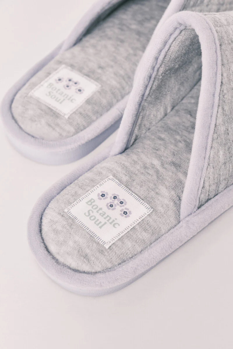 Grey and purple house slippers - Image 2