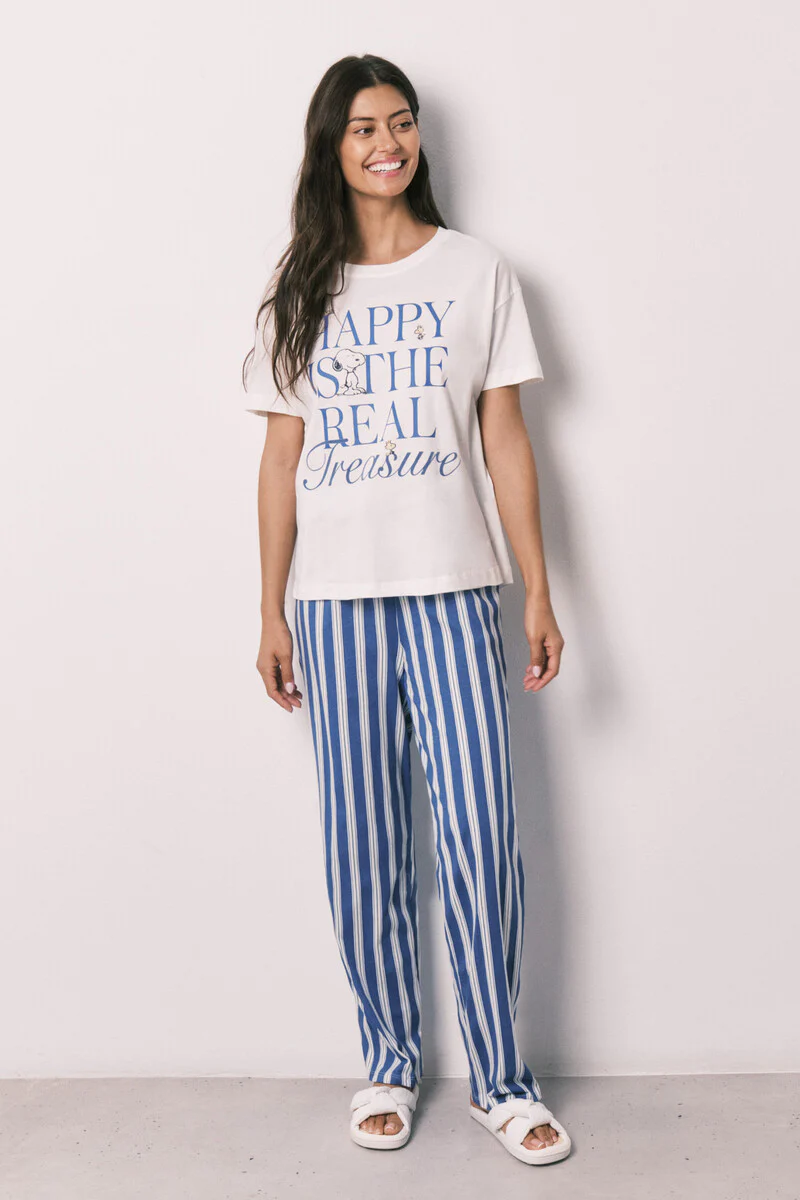 Happy Snoopy Short Sleeve Cotton Pajamas - Image 2