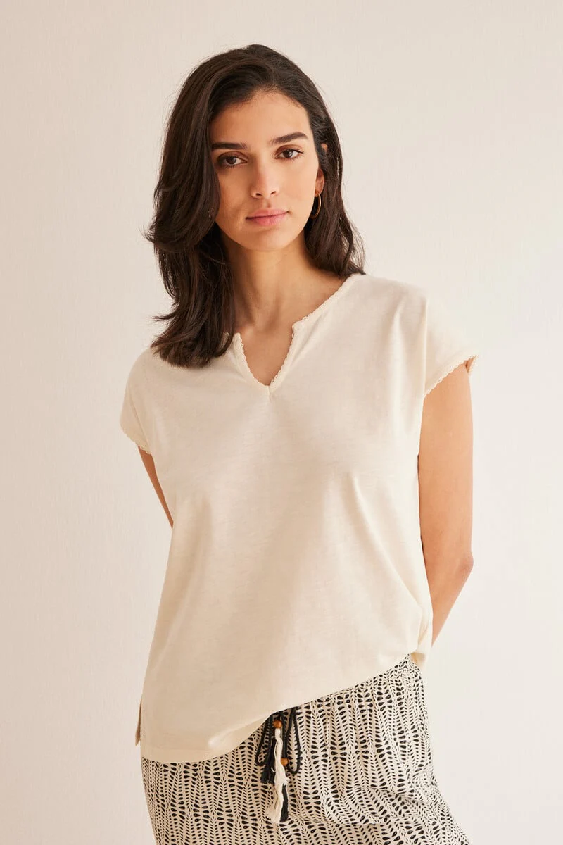 Ivory cotton T-shirt