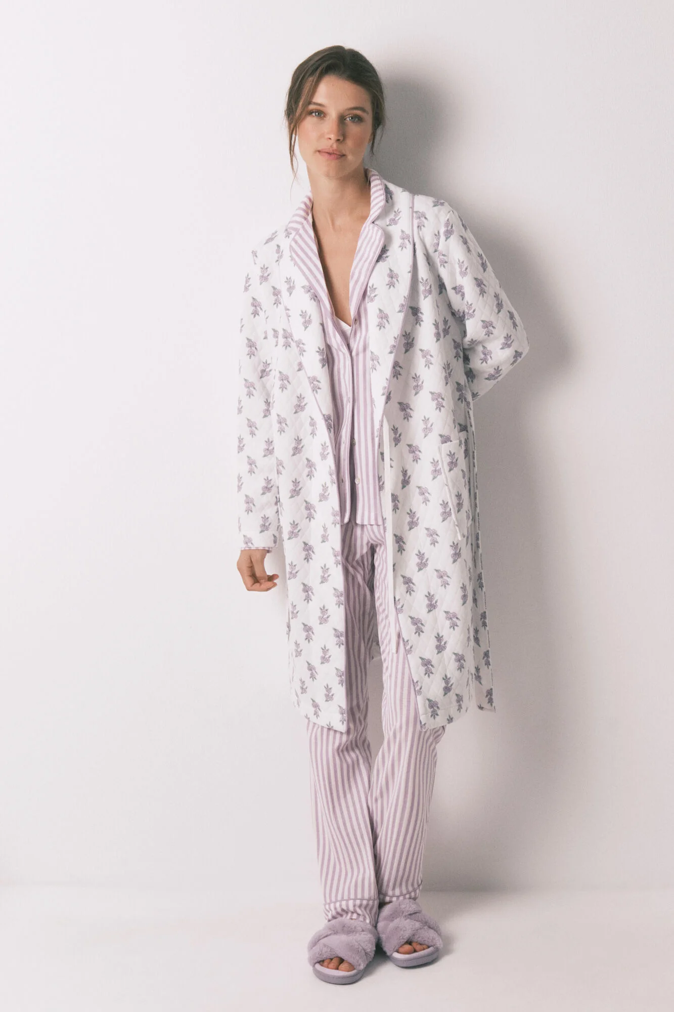 Ivory floral puffer midi robe - Image 2