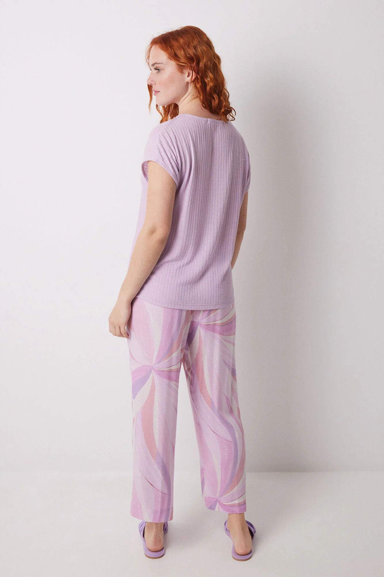 Lilac geometric print Capri pajamas - Image 2