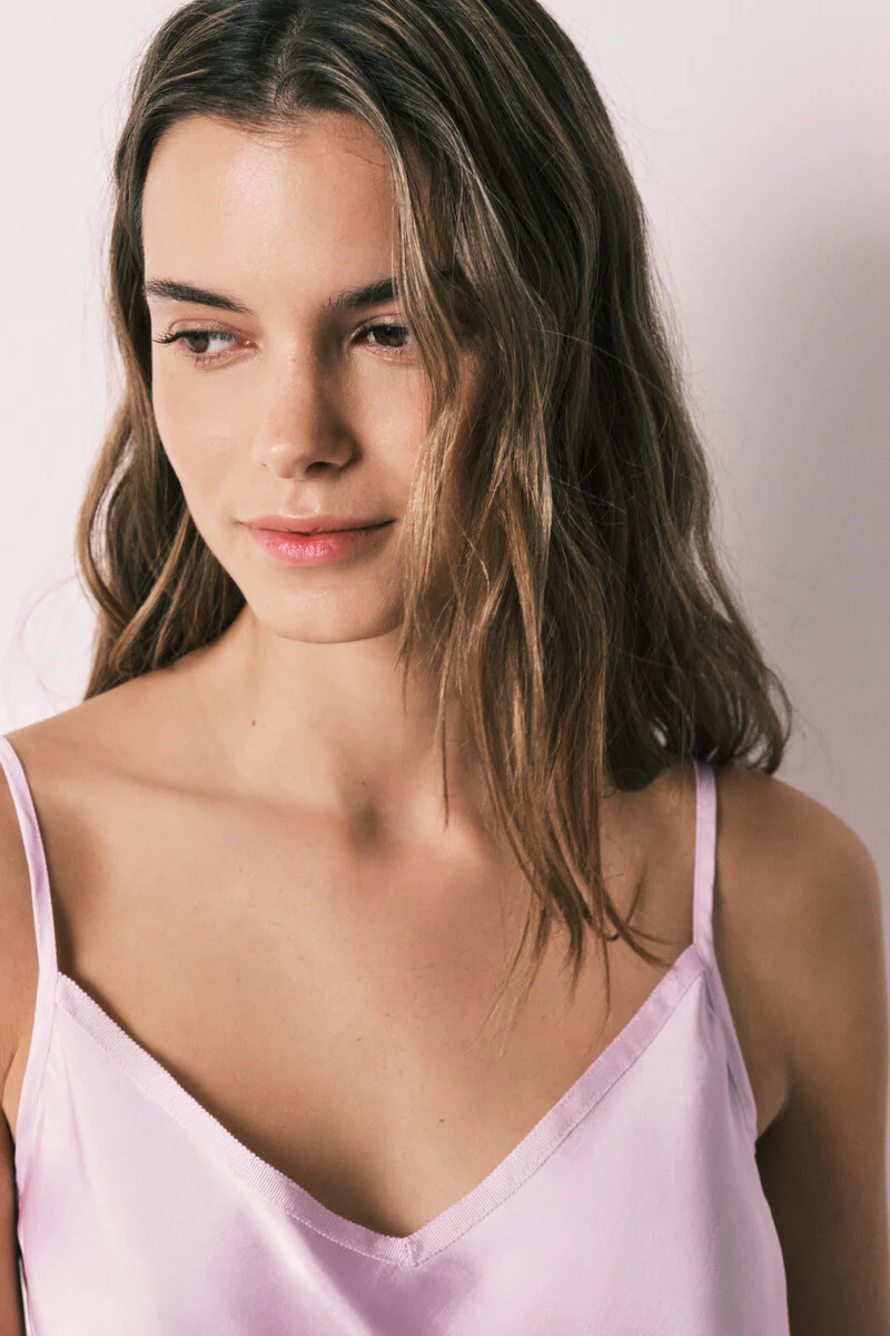 Lilac satin long pyjamas - Image 4
