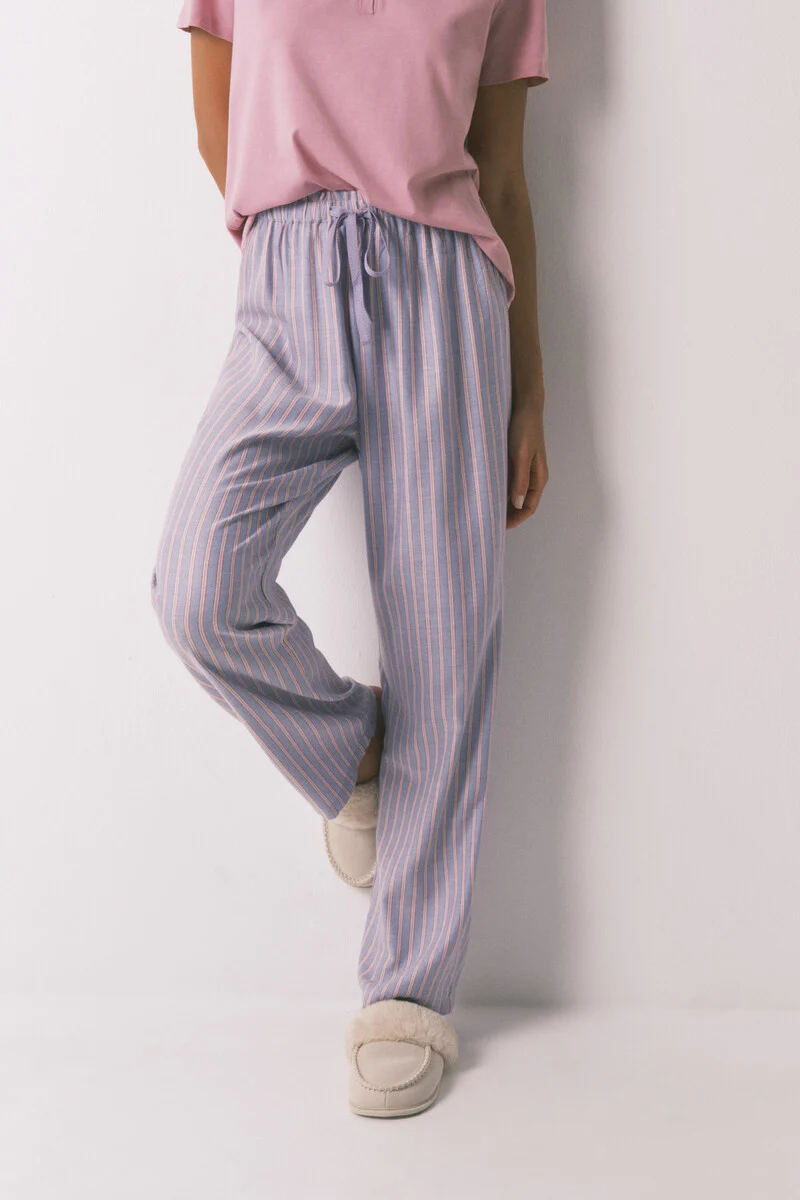 Long flannel trouser with multicoloured striped print - Image 2