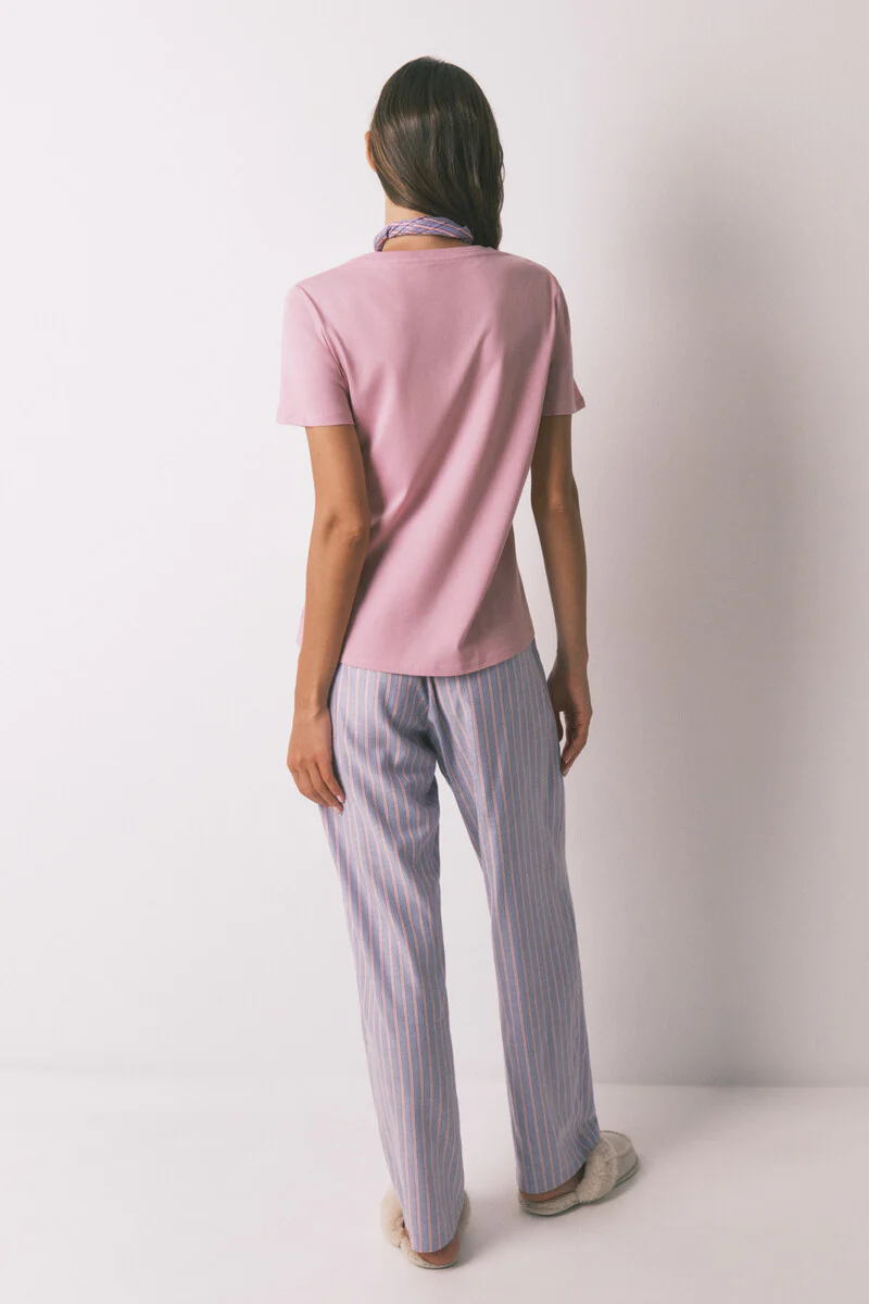 Long flannel trouser with multicoloured striped print - Image 5