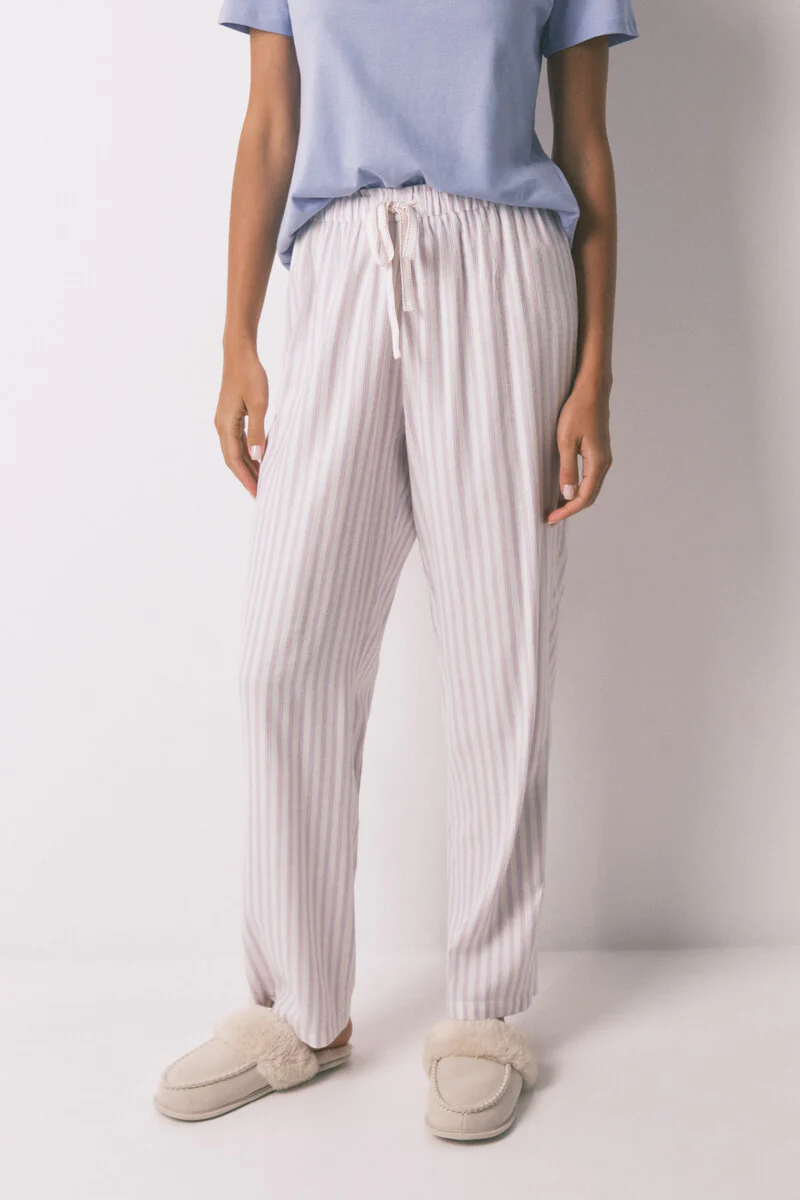 Long flannel trouser with multicoloured striped print - Image 2