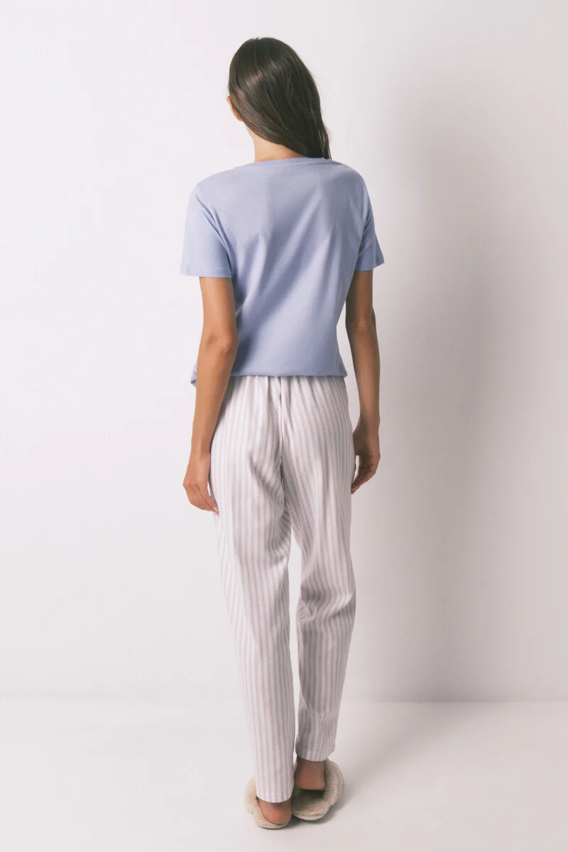 Long flannel trouser with multicoloured striped print - Image 4