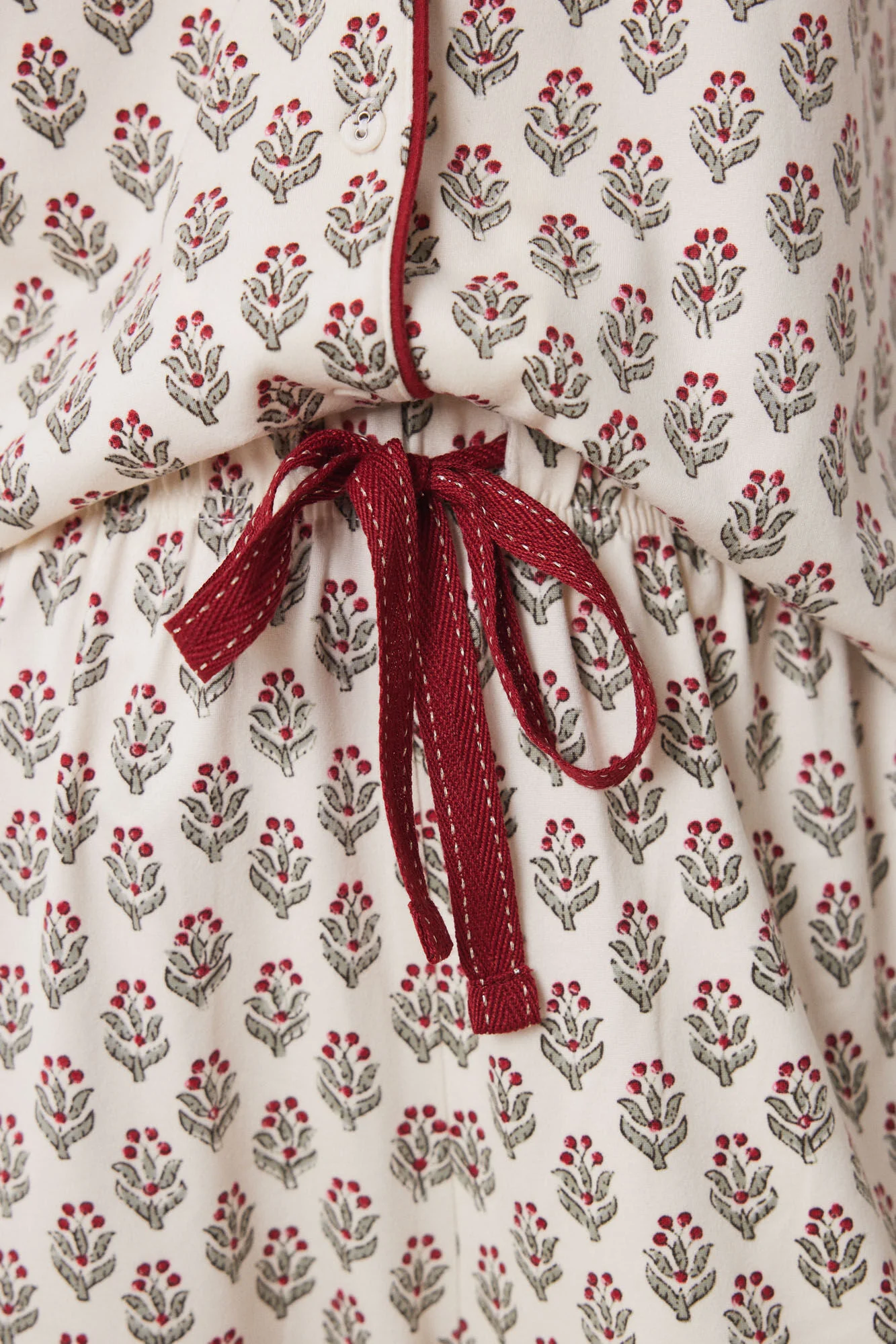 Long ivory flower shirt pajamas - Image 3