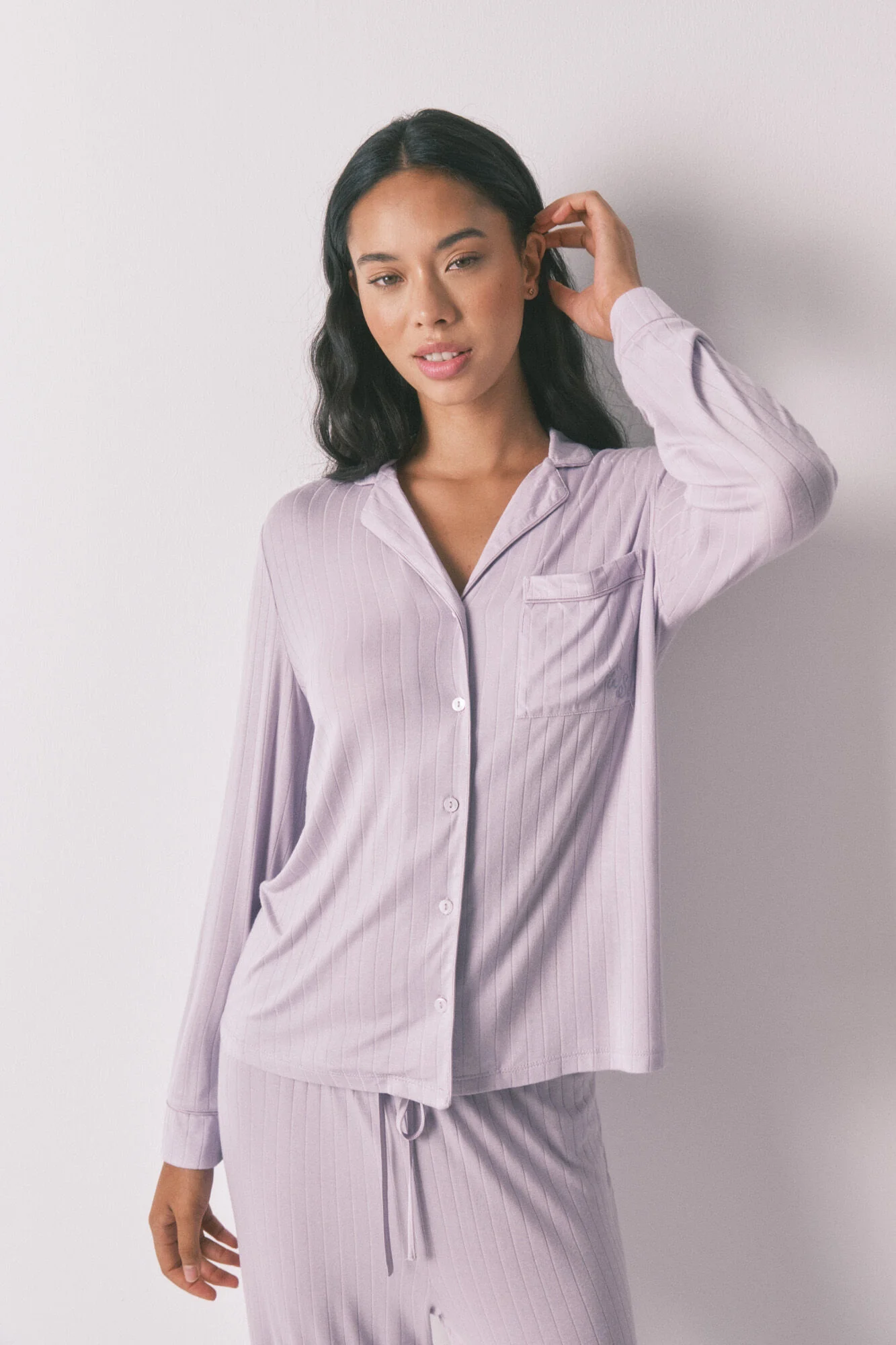 Long lilac viscose shirt pajamas - Image 6