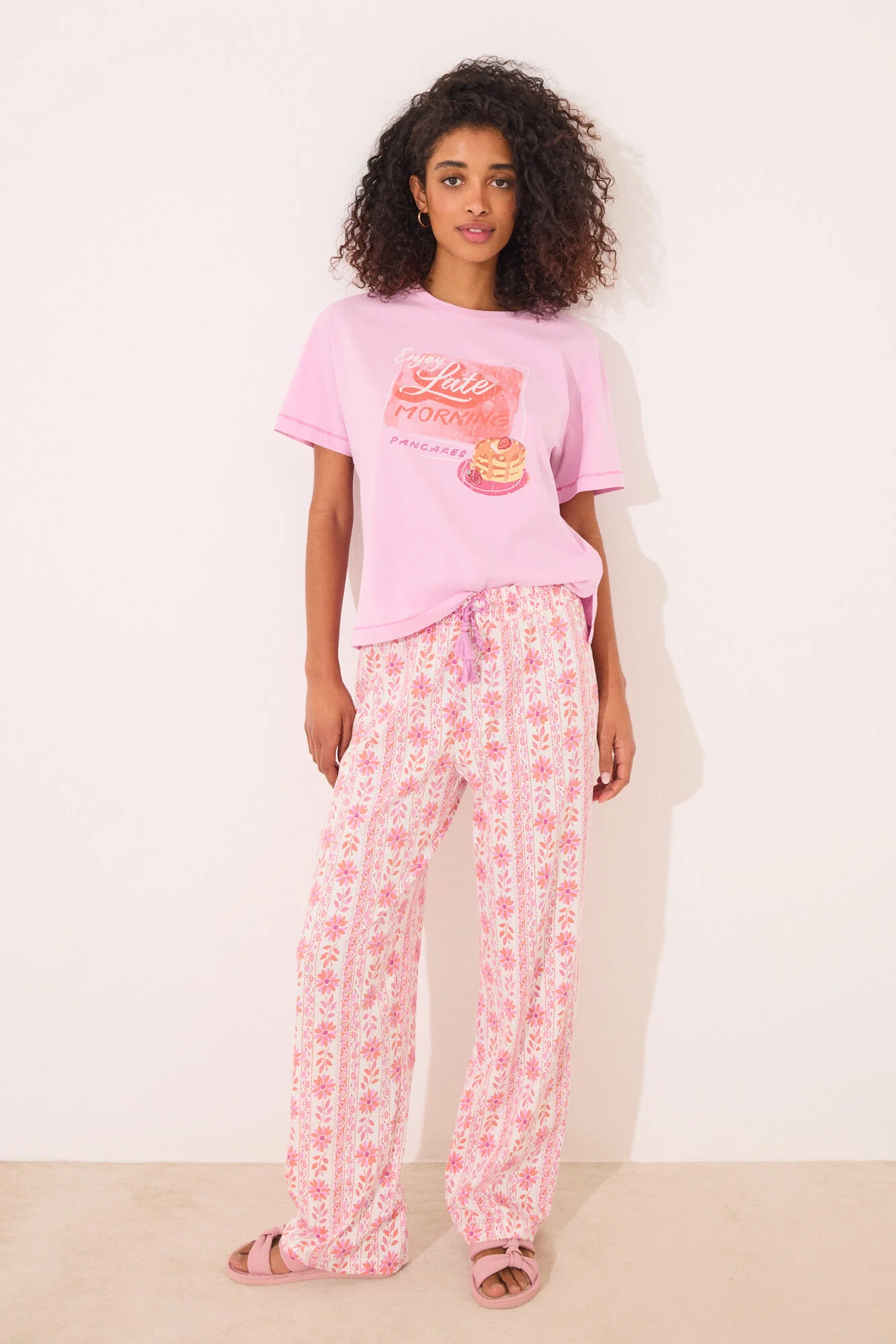 Long lounge trouser 100% cotton flowers